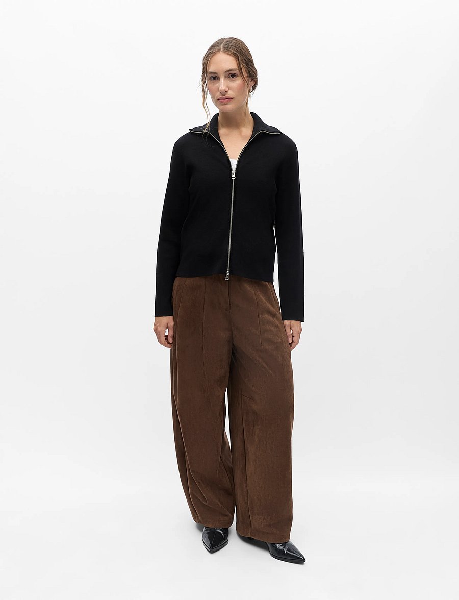 Object - OBJREYNARD L/S RE ZIP CARDIGAN NOOS - koftor - black - 0