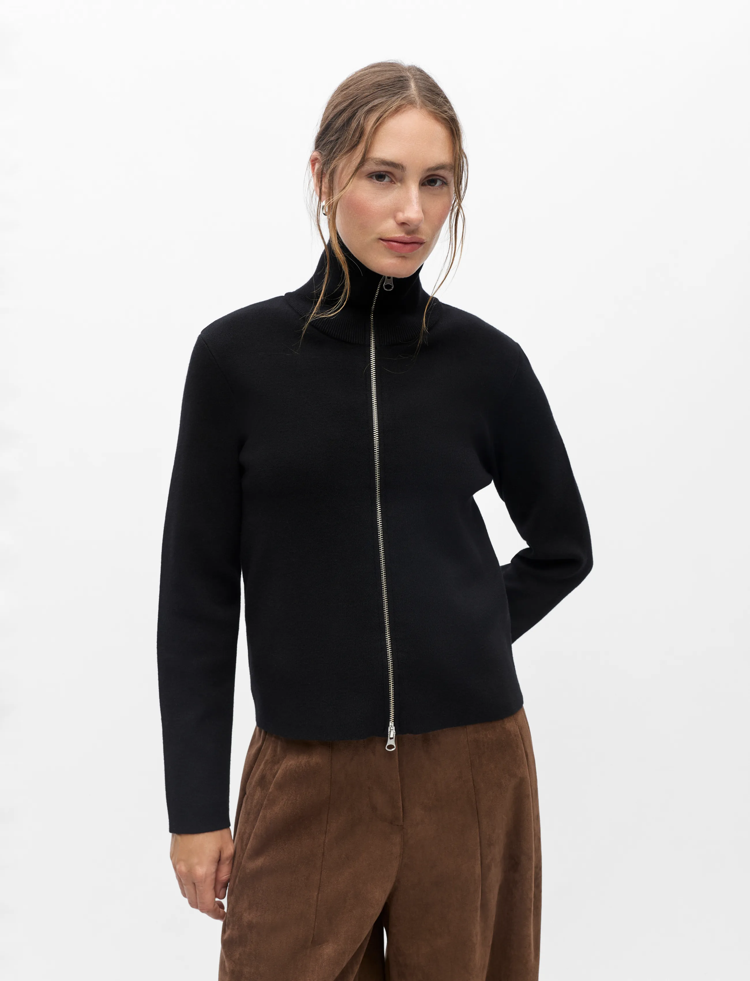 Object - OBJREYNARD L/S RE ZIP CARDIGAN NOOS - koftor - black - 4