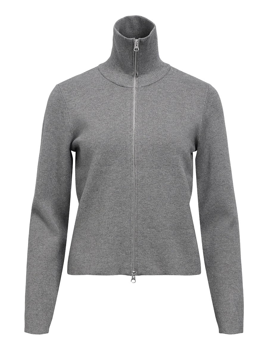Object - OBJREYNARD L/S RE ZIP CARDIGAN NOOS - koftor - medium grey melange - 1