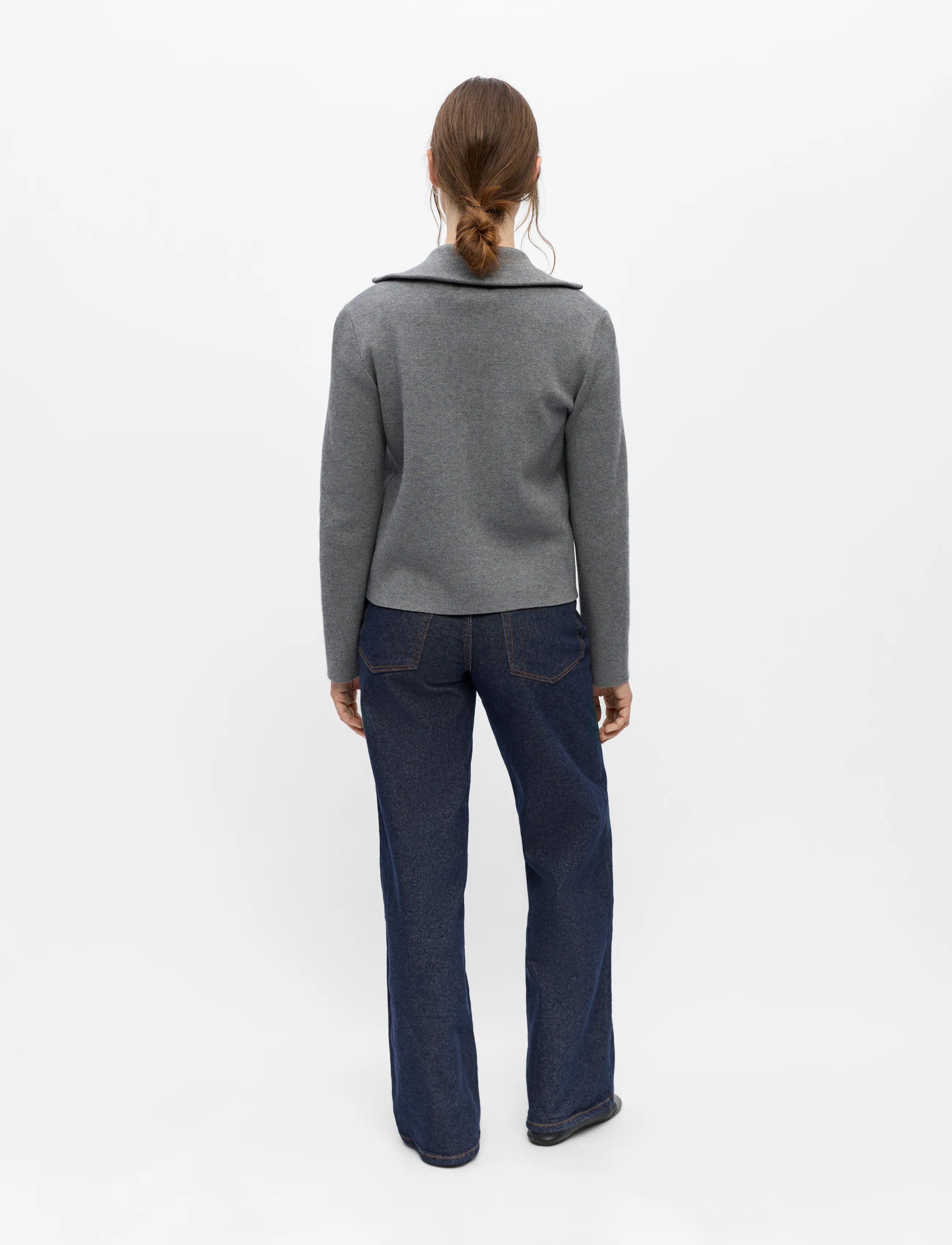 Object - OBJREYNARD L/S RE ZIP CARDIGAN NOOS - koftor - medium grey melange - 2
