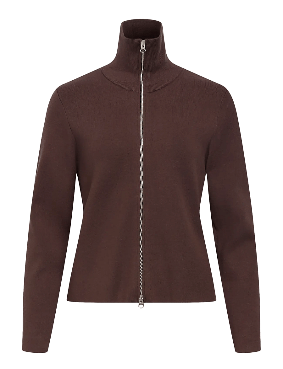 Object - OBJREYNARD L/S RE ZIP CARDIGAN NOOS - seal brown - 1