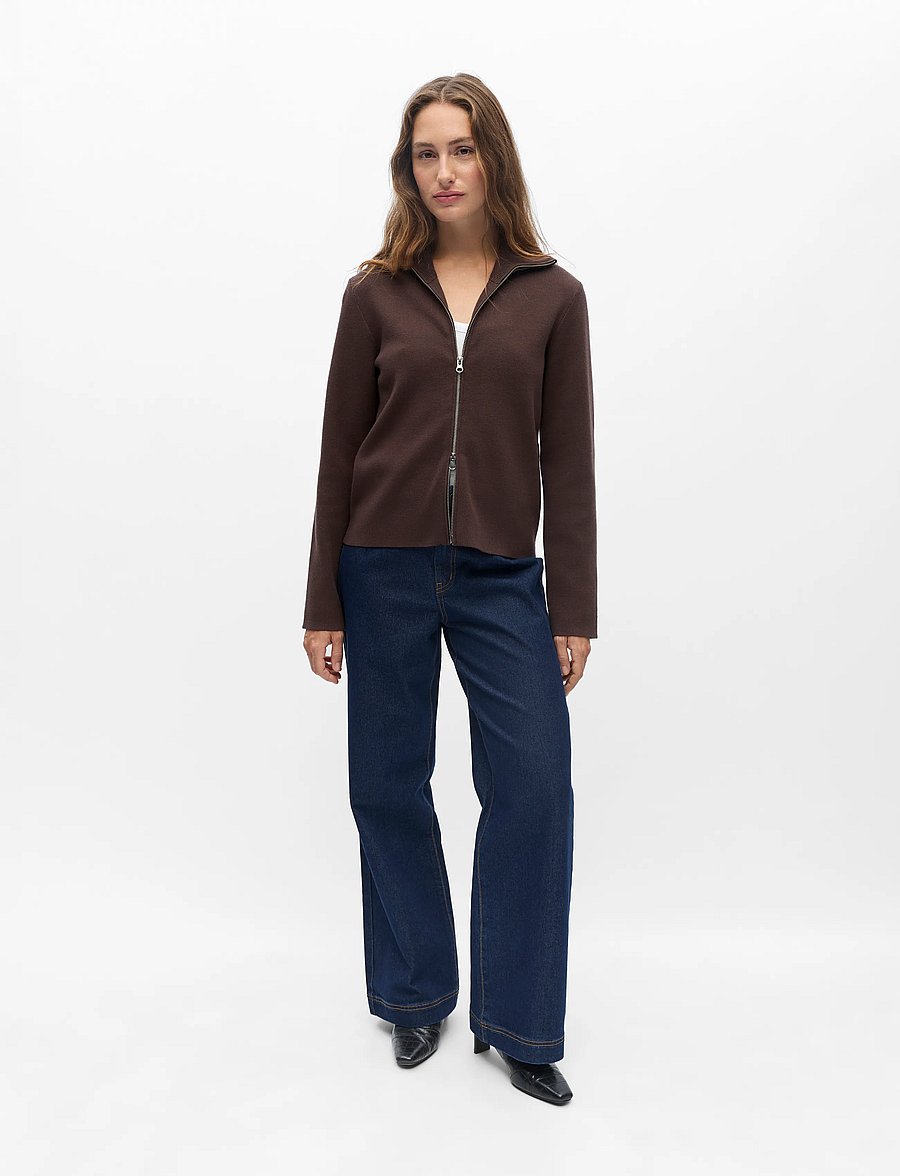 Object - OBJREYNARD L/S RE ZIP CARDIGAN NOOS - seal brown - 0