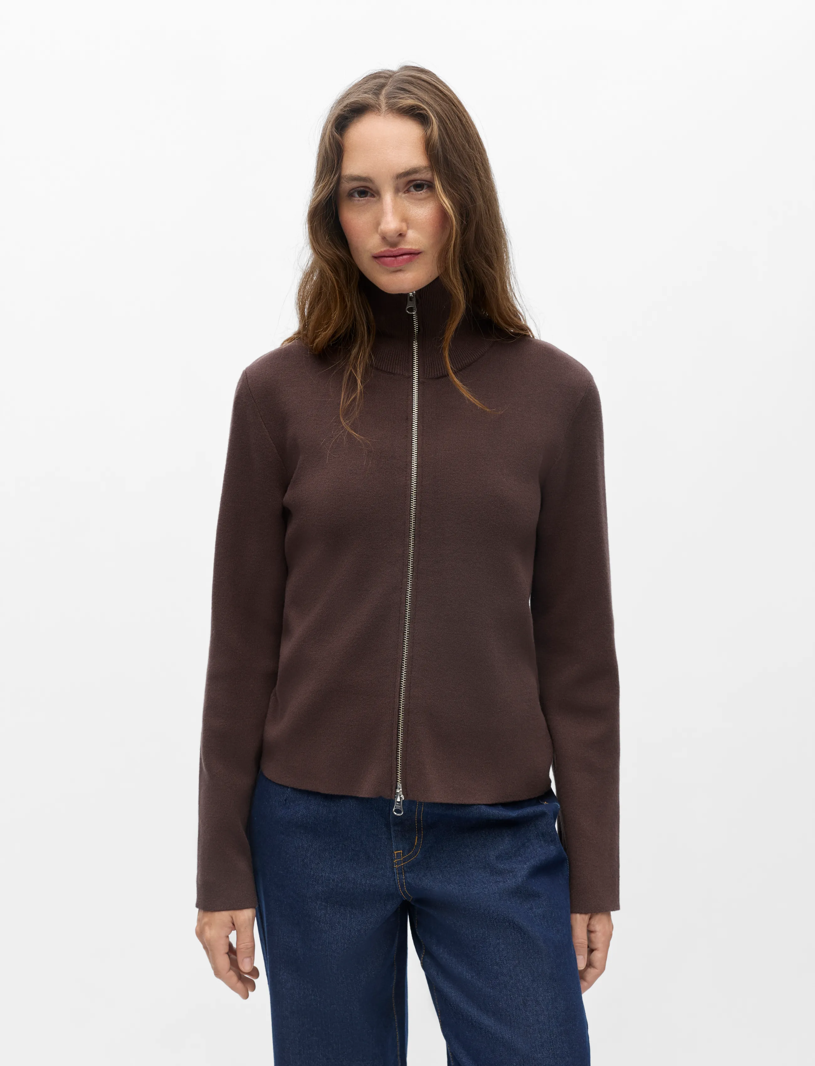 Object - OBJREYNARD L/S RE ZIP CARDIGAN NOOS - seal brown - 3