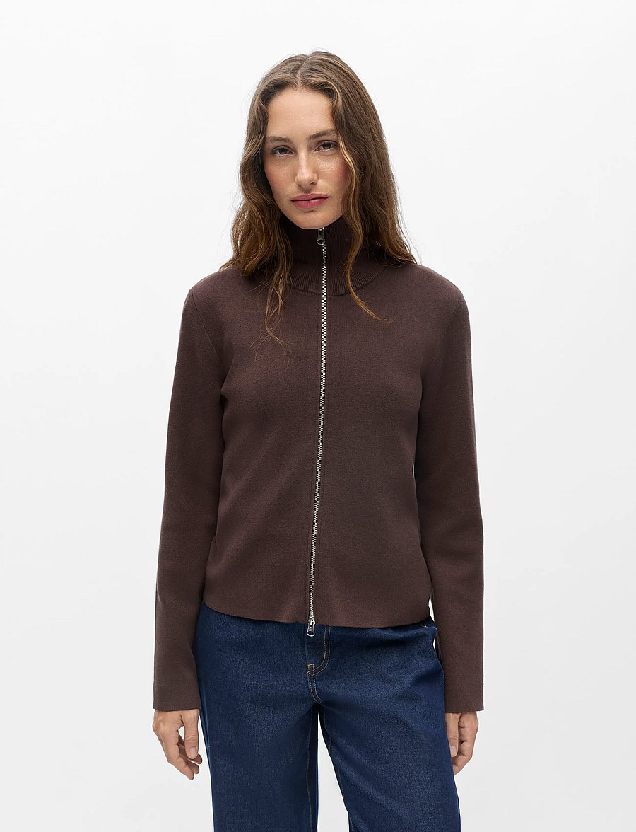 Object - OBJREYNARD L/S RE ZIP CARDIGAN NOOS - seal brown - 3