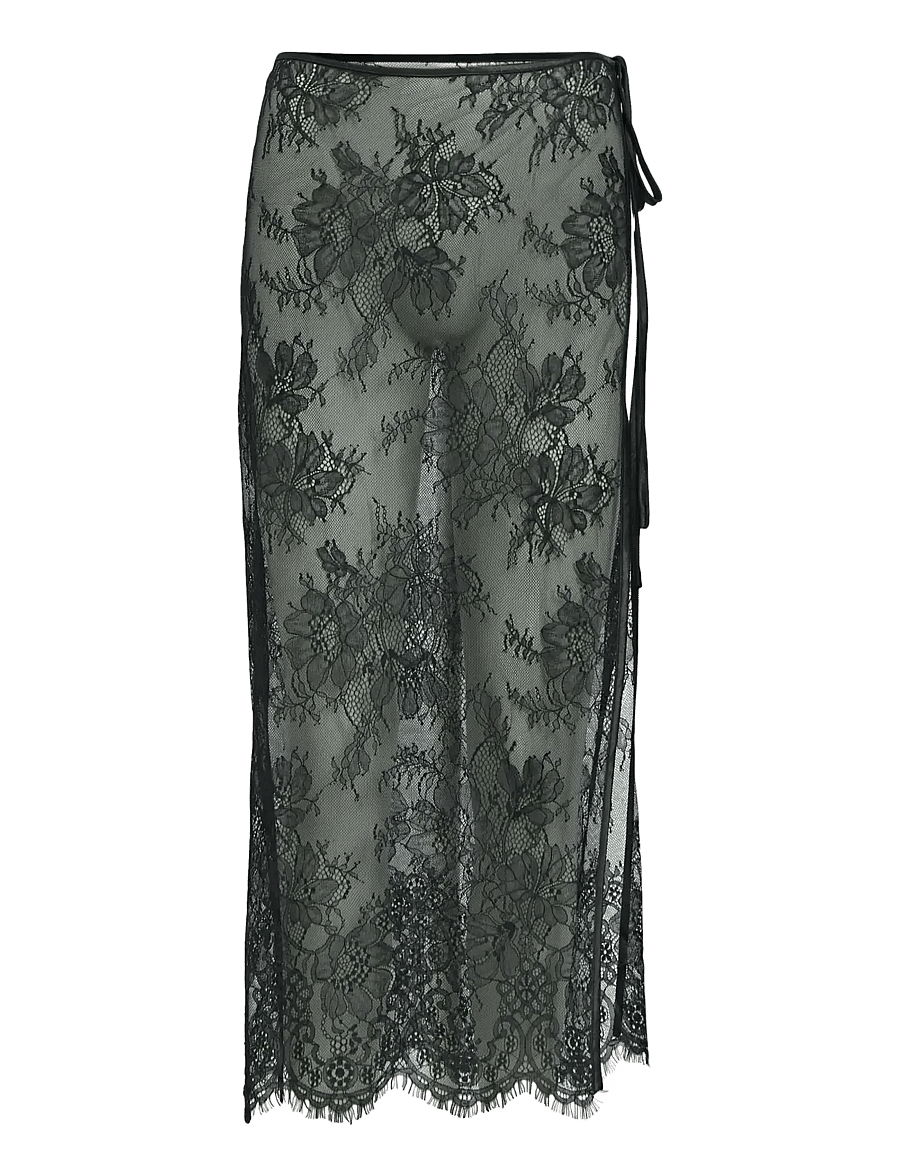 Object - OBJLIRA LACE SCARF LONG SKIRT 146 - slå-om-nederdele - black - 1
