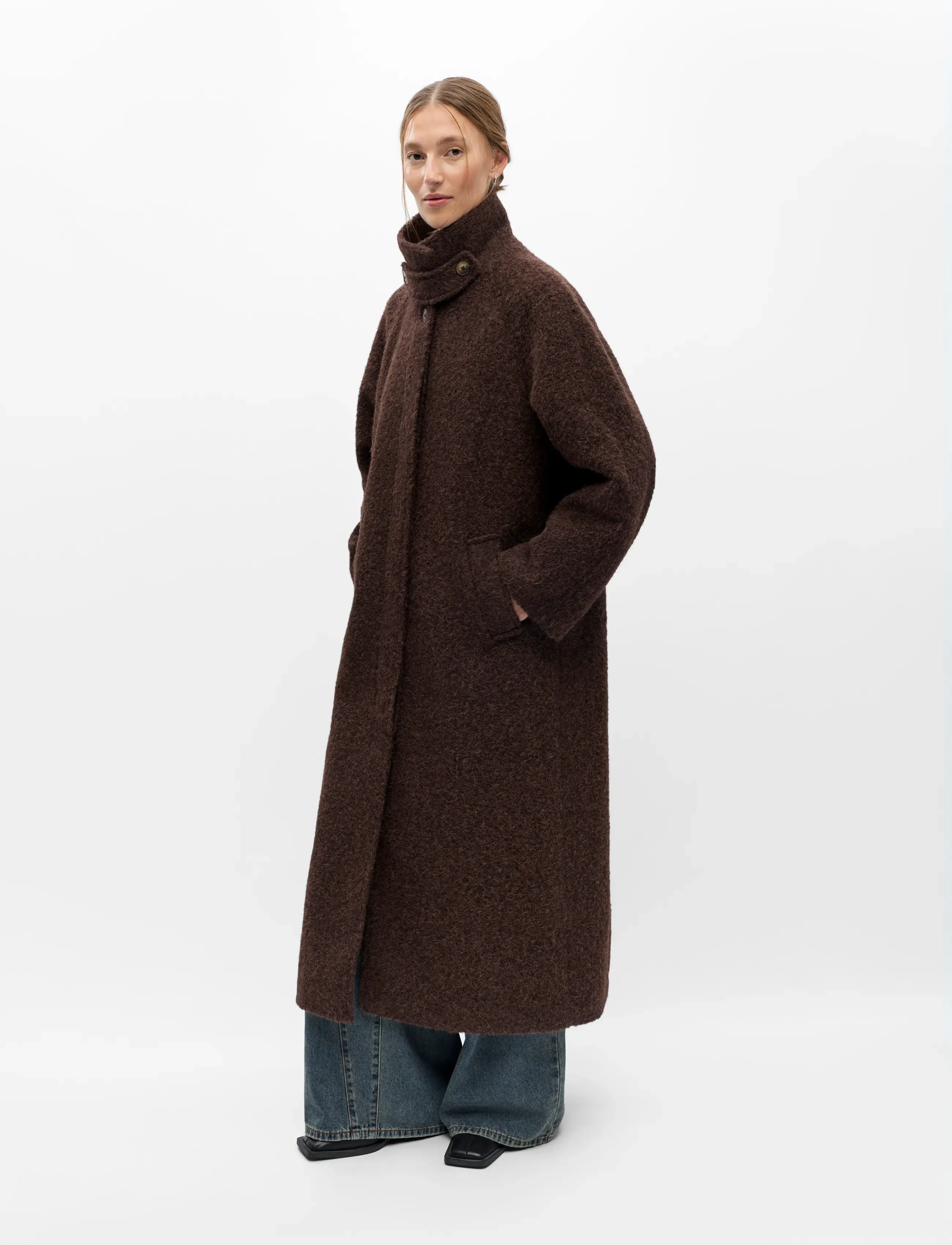 Object - OBJCELINA MIDI COAT 147 - seal brown - 4