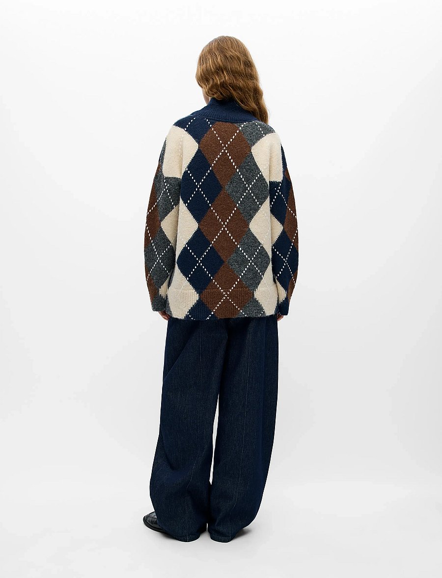 Object - OBJBRENDA L/S LO V-NECK PULLOVER NOOS - stickade tröjor - sky captain - 2