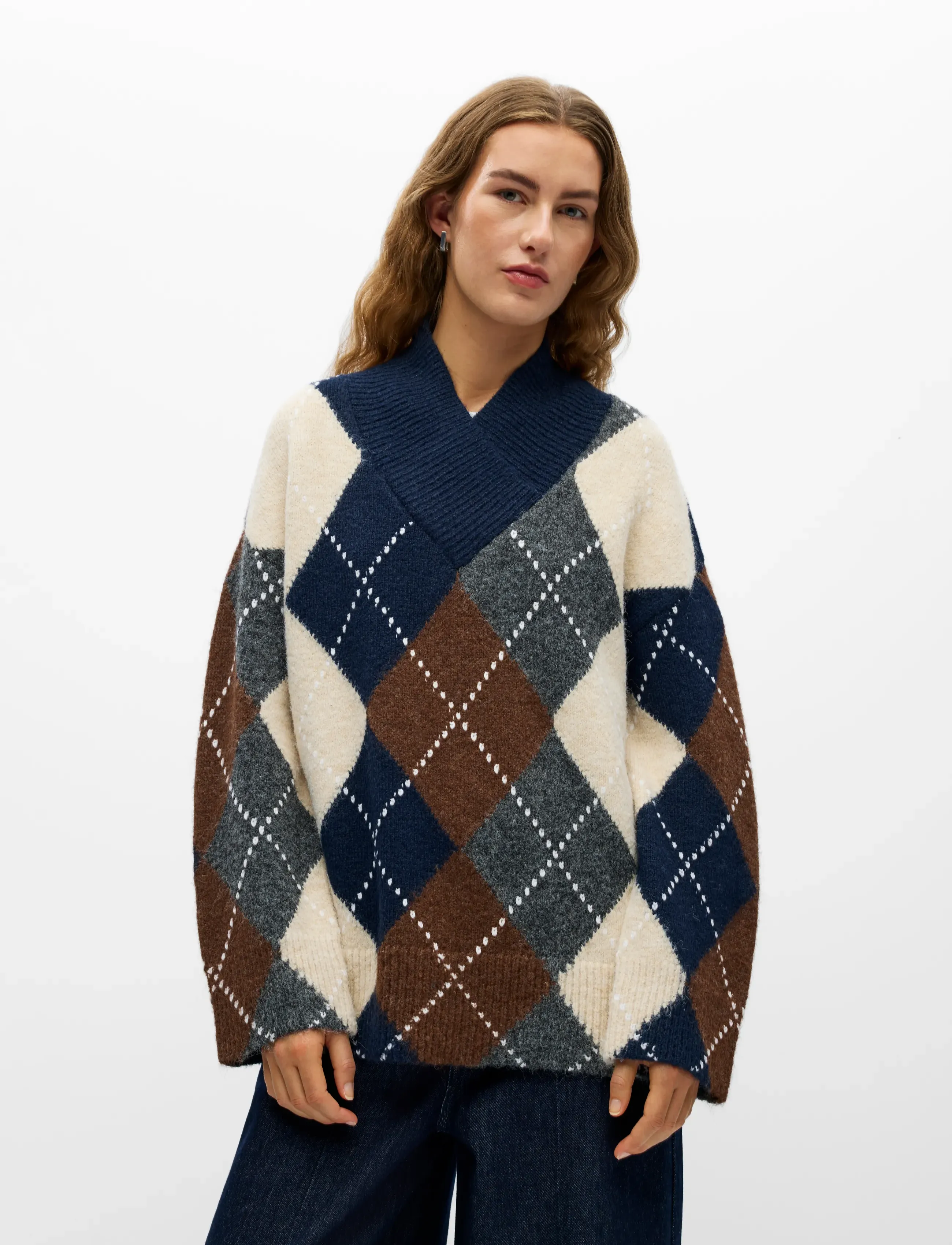 Object - OBJBRENDA L/S LO V-NECK PULLOVER NOOS - stickade tröjor - sky captain - 3