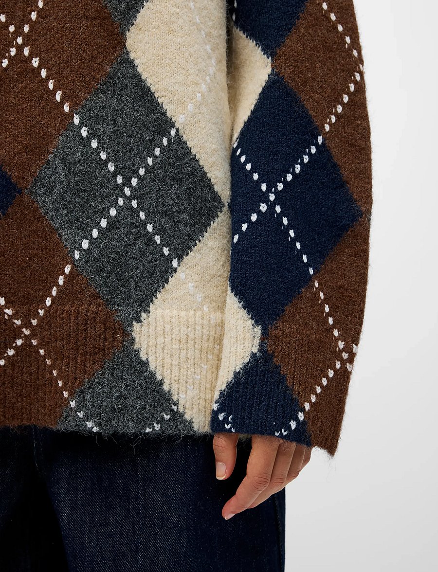 Object - OBJBRENDA L/S LO V-NECK PULLOVER NOOS - stickade tröjor - sky captain - 4