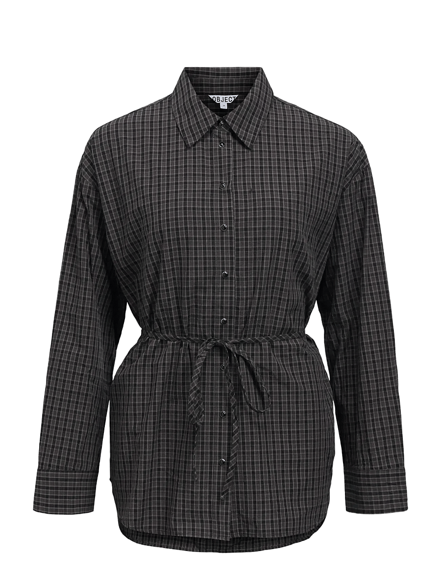 Object - OBJDELVA L/S LO SHIRT 148 - gunmetal - 1