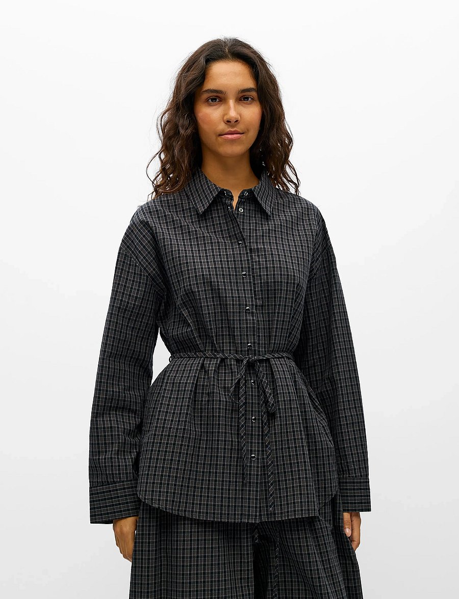 Object - OBJDELVA L/S LO SHIRT 148 - gunmetal - 0
