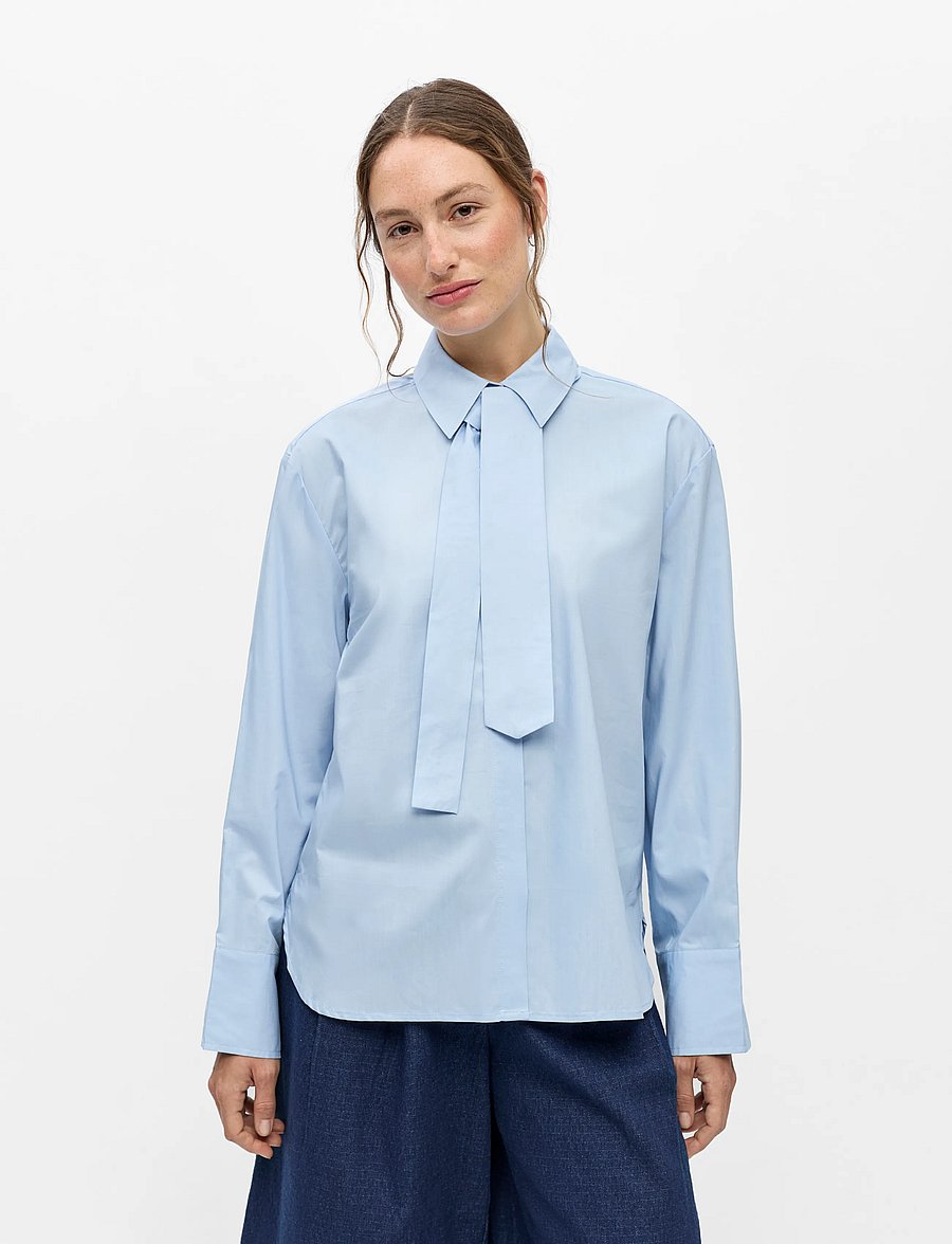 Object - OBJZILA L/S RE TIE SHIRT E PA 26 - langärmlige hemden - kentucky blue - 0