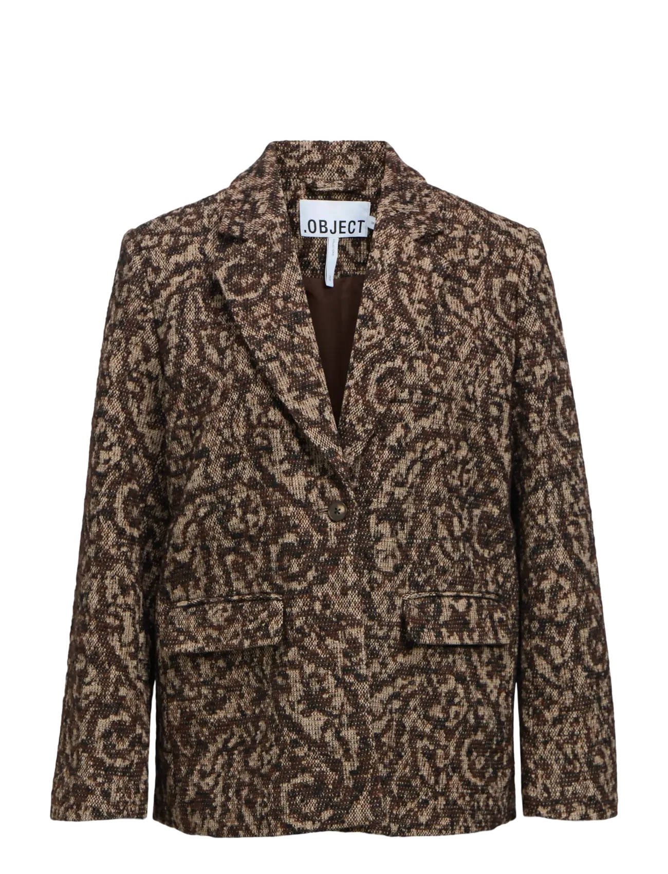Object Objolena L/S Re Blazer E Ci Aw 26, Kvinder, Mønstret Blazer, Brun, Str: 36