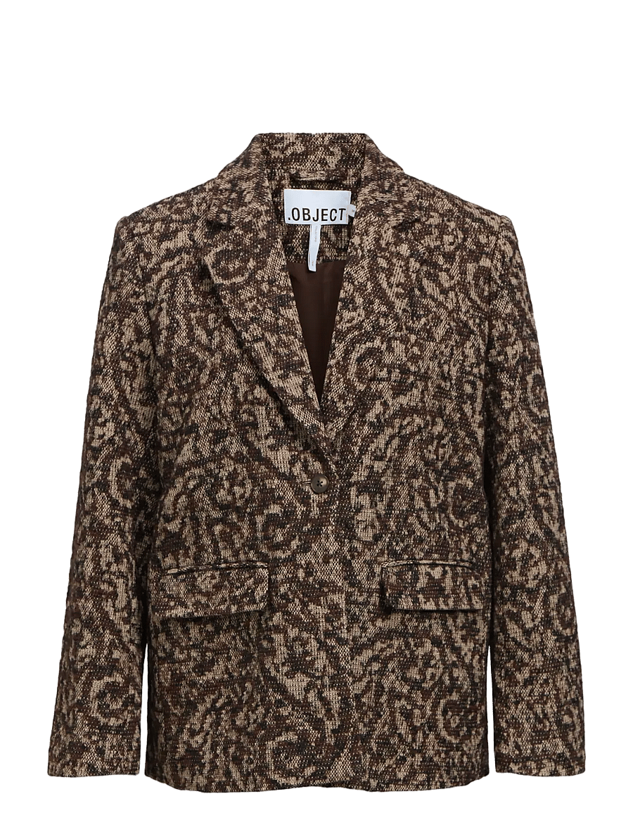 Object - OBJOLENA L/S RE BLAZER E CI AW 26 - enkelknäppta kavajer - seal brown - 1
