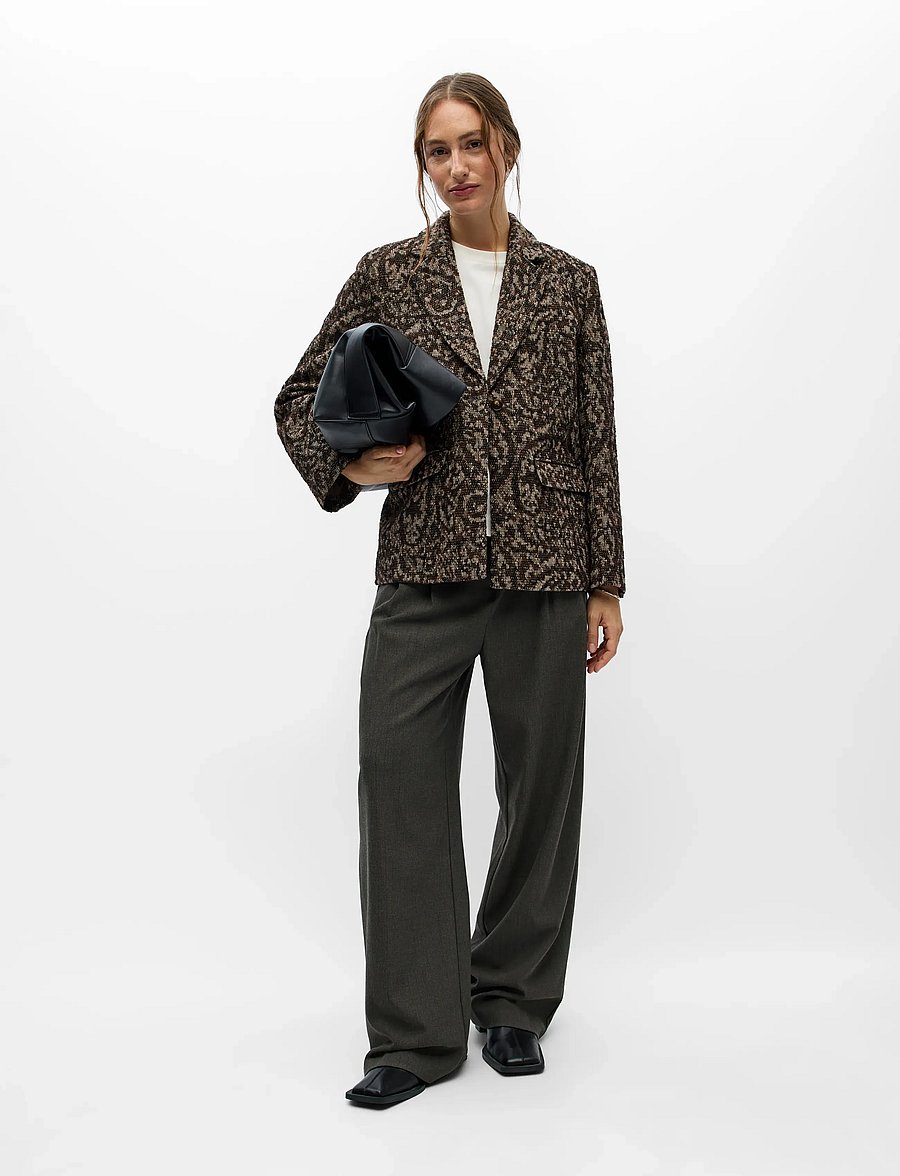 Object - OBJOLENA L/S RE BLAZER E CI AW 26 - enkelknäppta kavajer - seal brown - 0