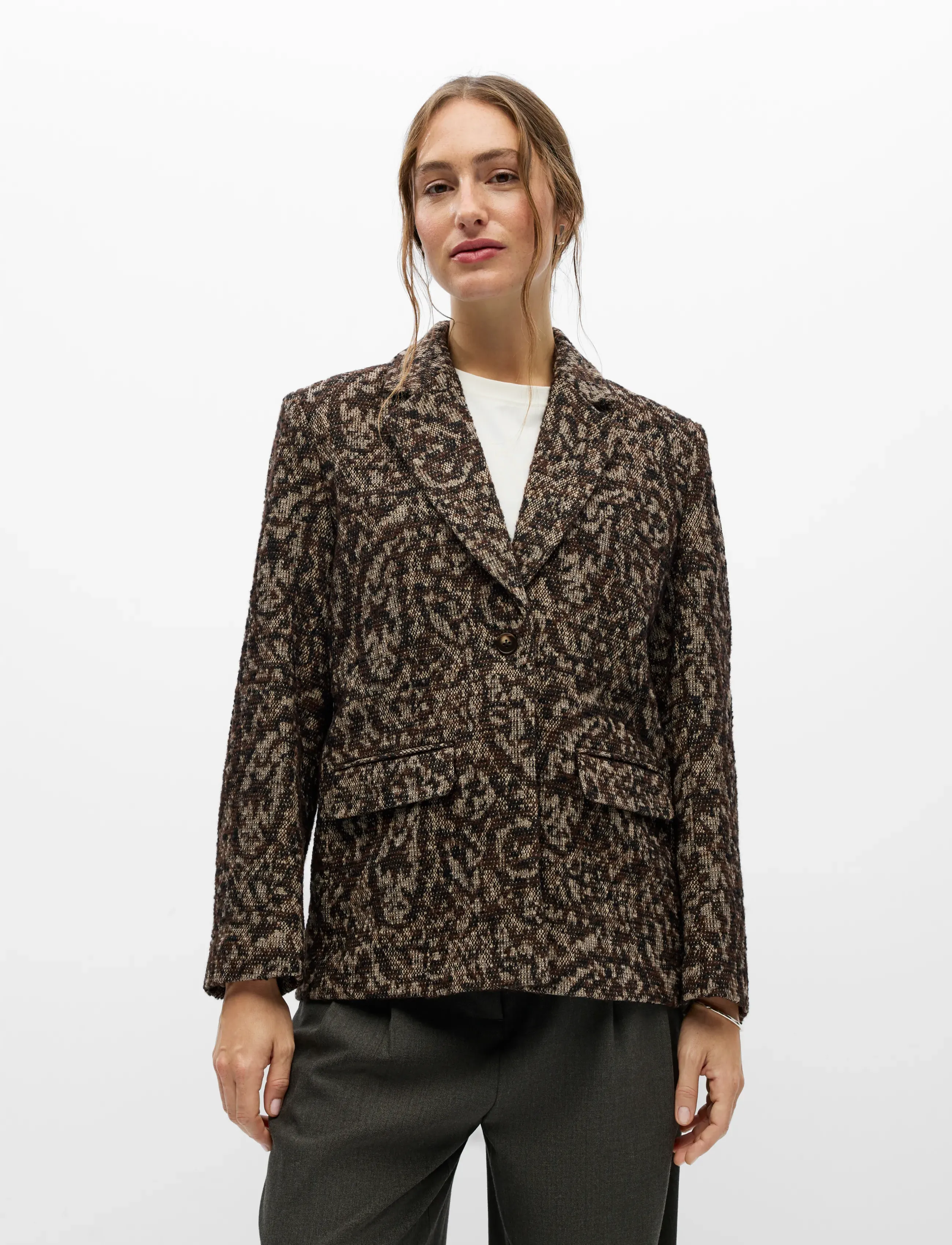 Object - OBJOLENA L/S RE BLAZER E CI AW 26 - seal brown - 4