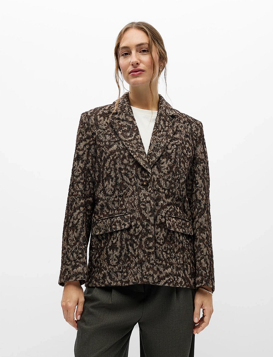 Object - OBJOLENA L/S RE BLAZER E CI AW 26 - enkelknäppta kavajer - seal brown - 4