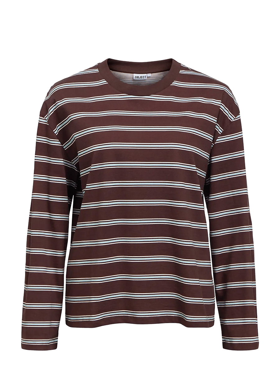Object - OBJGIMA RE L/S T-SHIRT E PA 26 - pikkade varrukatega topid - seal brown - 1