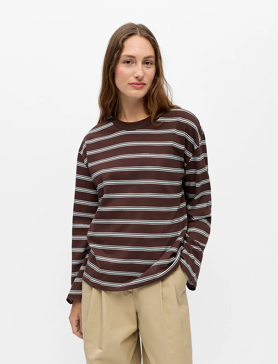 Object - OBJGIMA RE L/S T-SHIRT E PA 26 - pikkade varrukatega topid - seal brown - 0