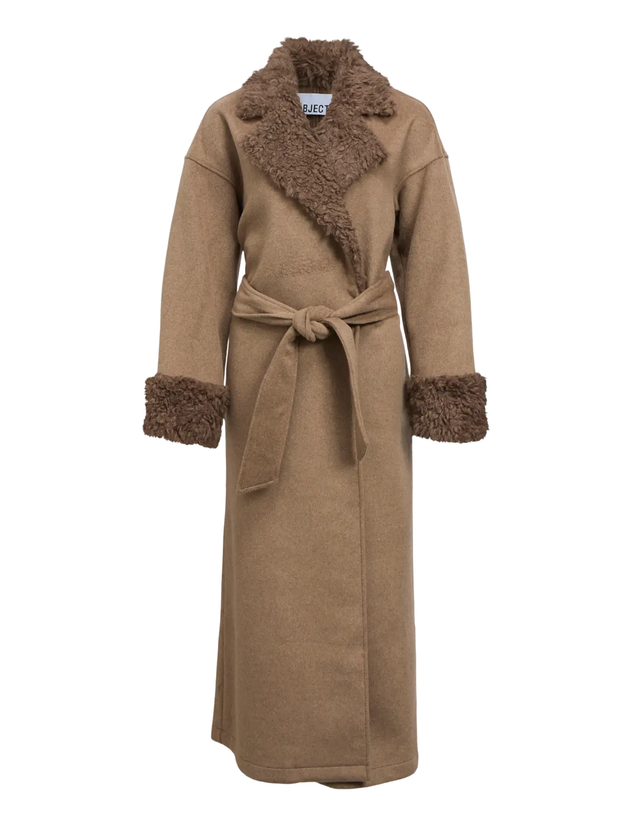 Object OBJCLARA SHAGGY LONG COAT 147 - Streetstyle - FOSSIL / brown