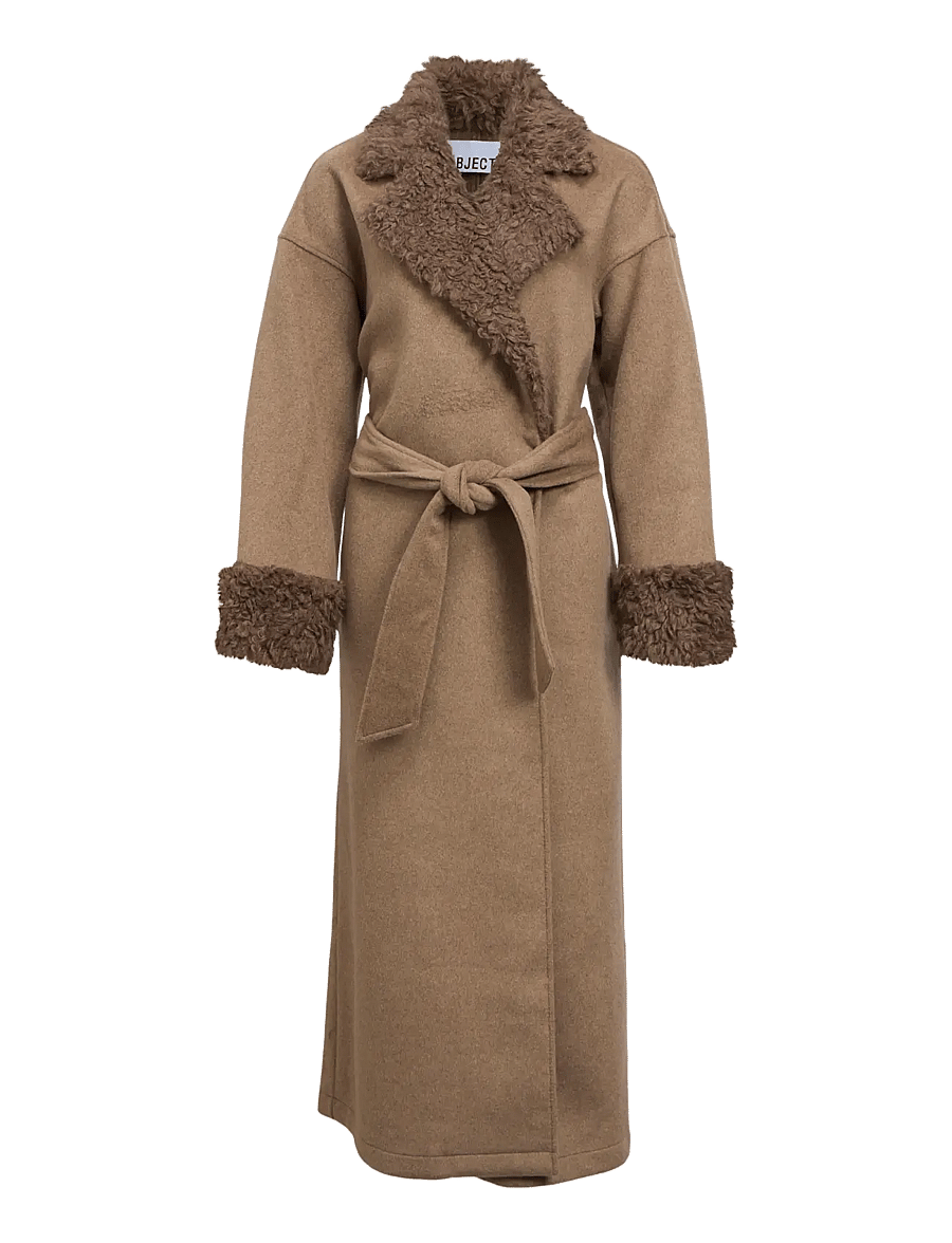 Object - OBJCLARA SHAGGY LONG COAT 147 - vinterjakker - fossil - 0
