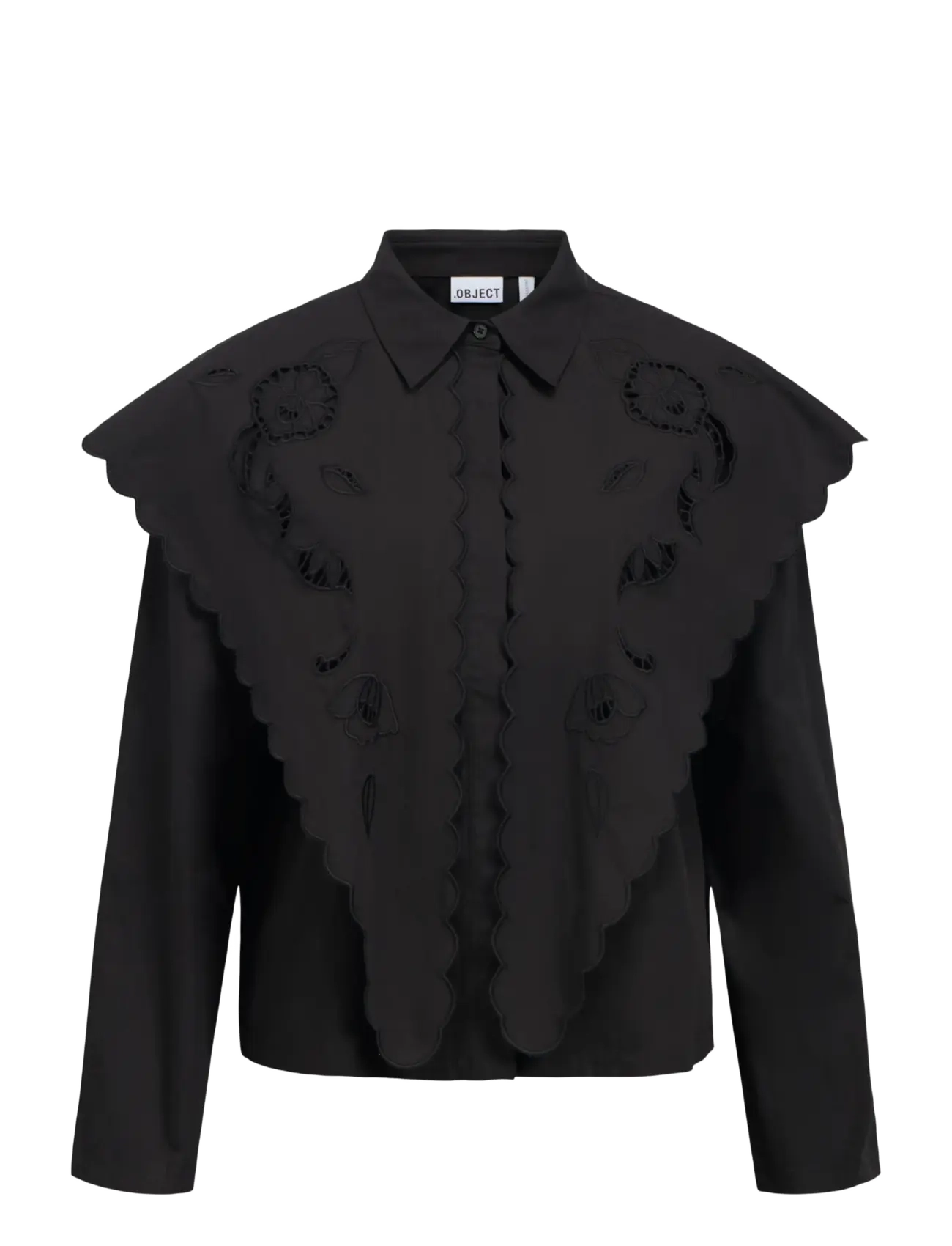 Object - OBJESTA L/S OZ SCARF SHIRT E CI AW 26 - langärmlige hemden - black - 1