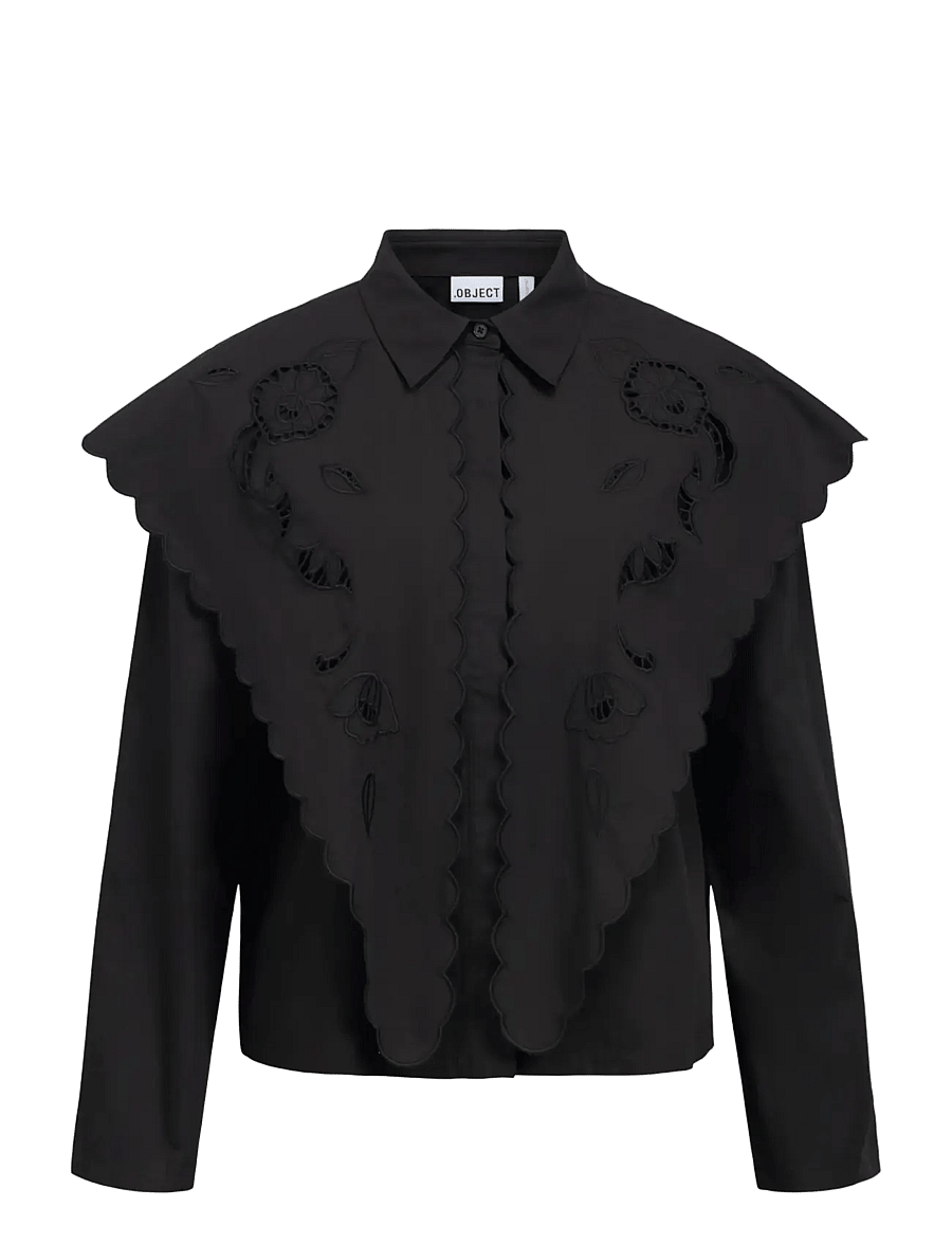 Object - OBJESTA L/S OZ SCARF SHIRT E CI AW 26 - langärmlige hemden - black - 1