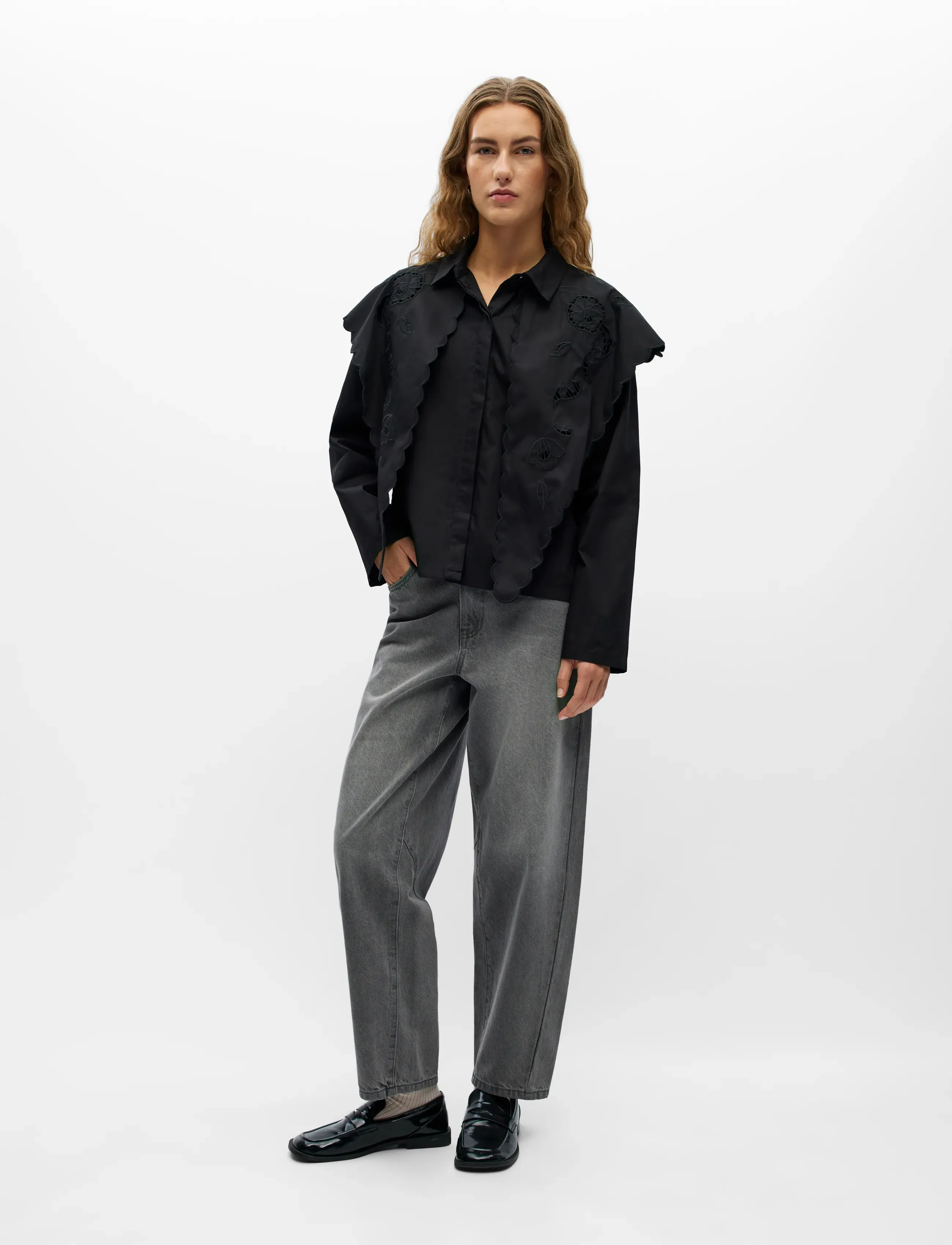 Object OBJESTA L/S OZ SCARF SHIRT E CI AW 26 - Hemden - BLACK / black