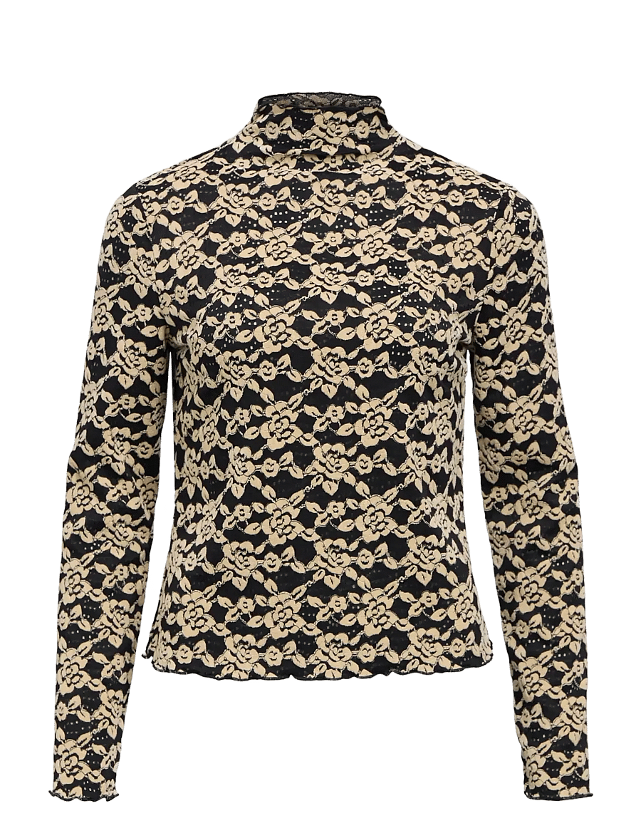 Object - OBJHELMI NELA L/S O-NECK TOP NOOS - langärmelige blusen - black - 1