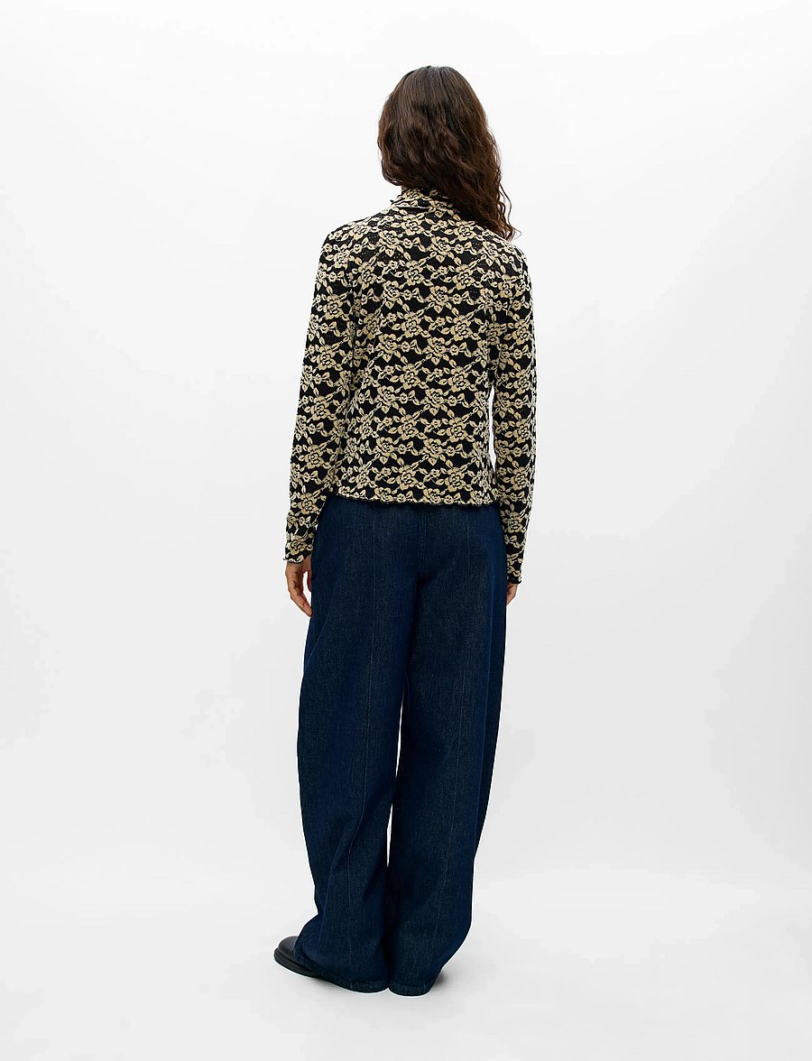 Object - OBJHELMI NELA L/S O-NECK TOP NOOS - langärmelige blusen - black - 2