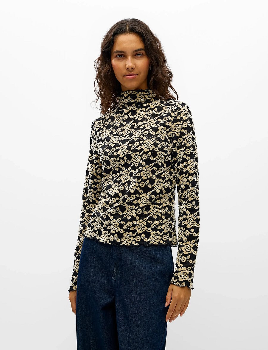 Object - OBJHELMI NELA L/S O-NECK TOP NOOS - langärmelige blusen - black - 4