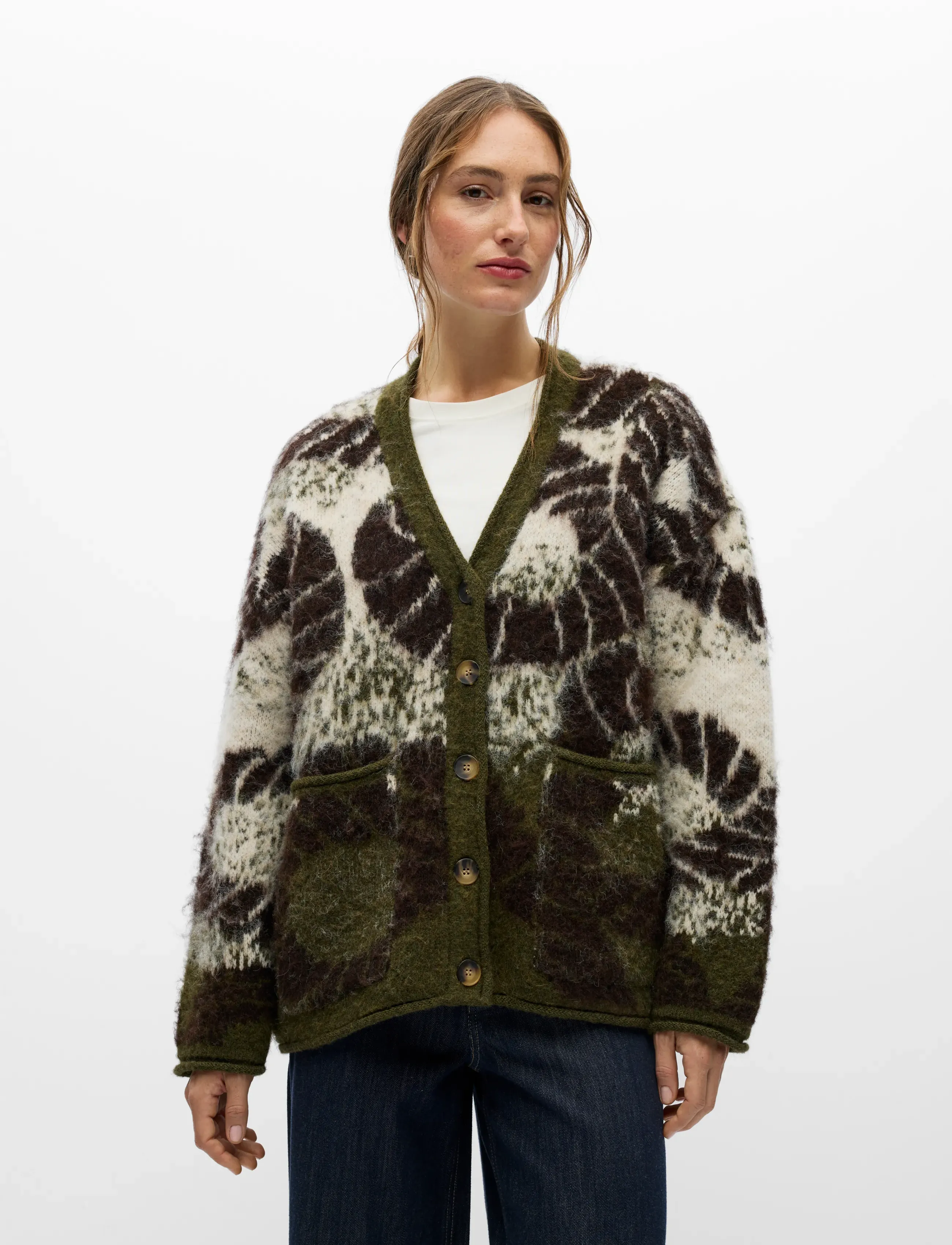 Object - OBJRABIA LS OZ KNIT CARDIGAN E CI AW 26 - martini olive - 0