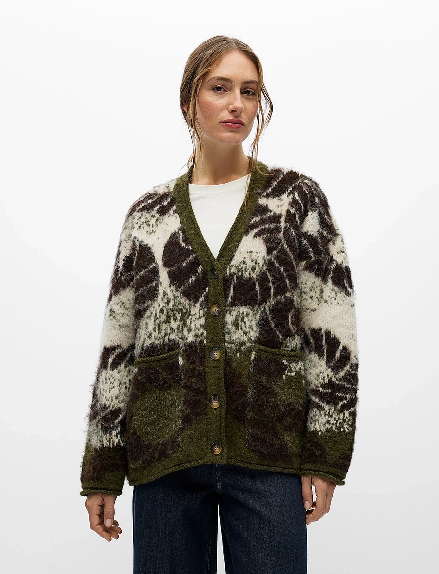 Object - OBJRABIA LS OZ KNIT CARDIGAN E CI AW 26 - martini olive - 0