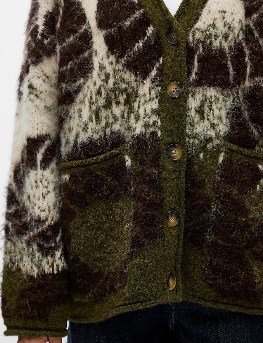 Object - OBJRABIA LS OZ KNIT CARDIGAN E CI AW 26 - martini olive - 3