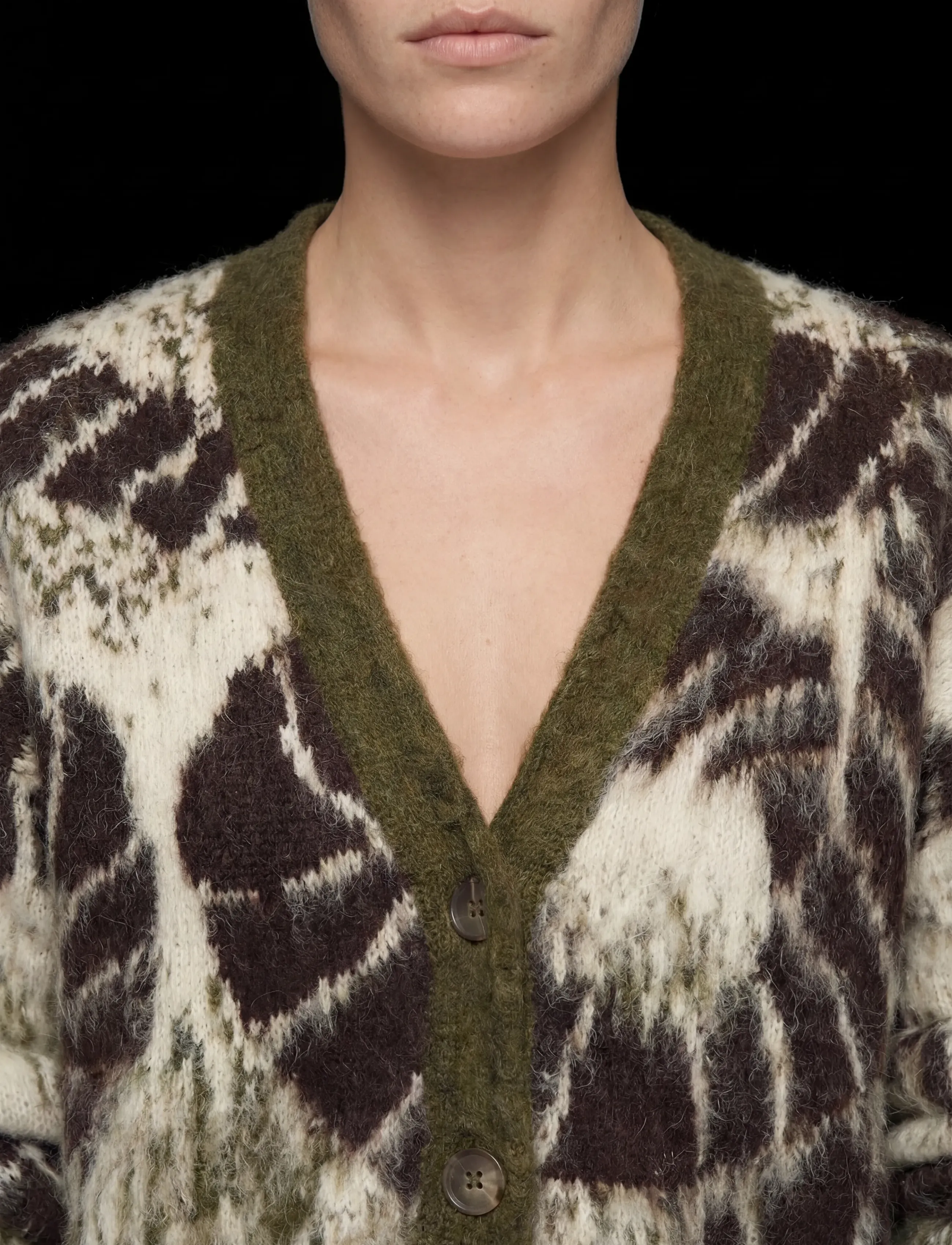Object - OBJRABIA LS OZ KNIT CARDIGAN E CI AW 26 - martini olive - 5