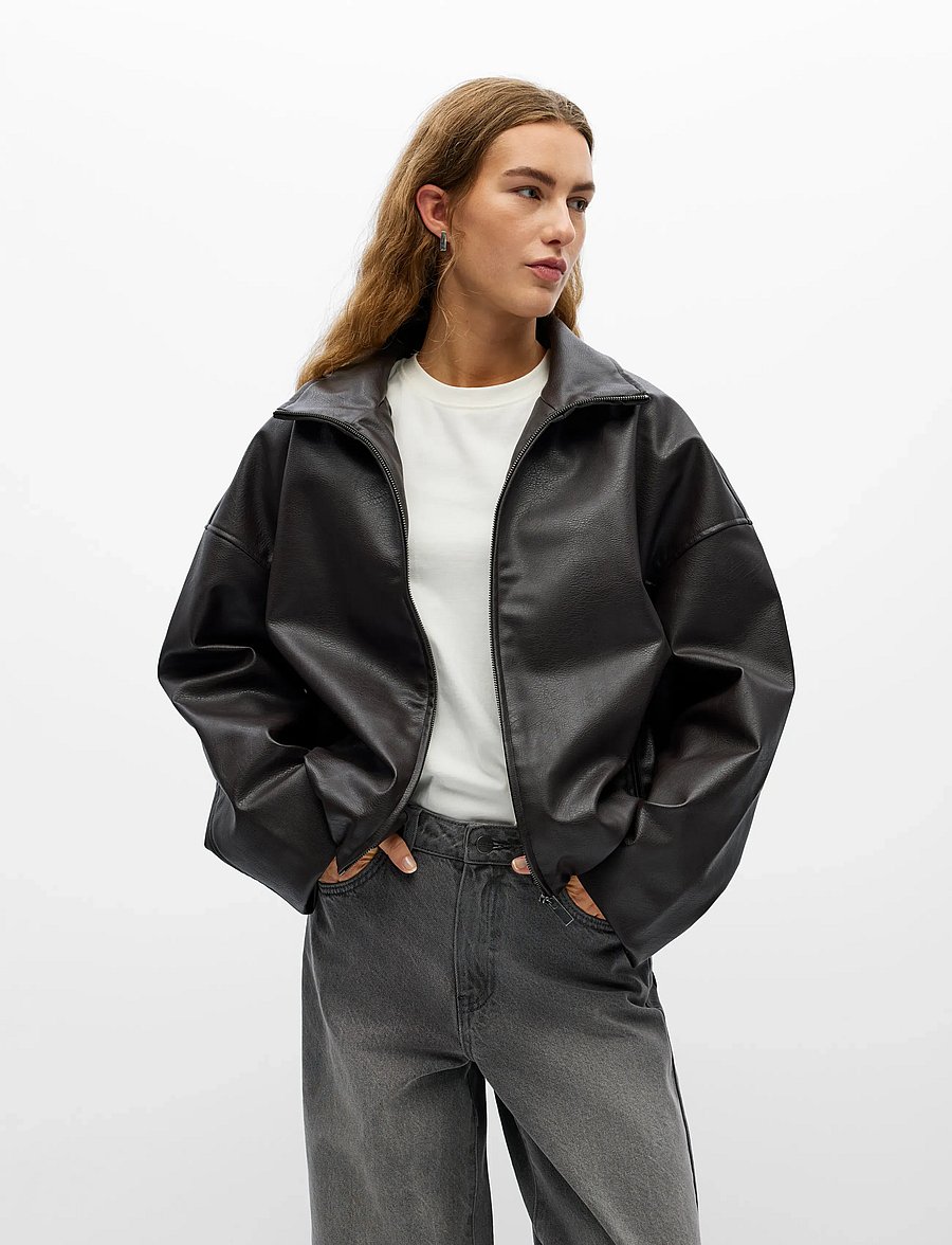 Object - OBJLIVA L/S BOMBER JACKET NOOS - leichte jacken - seal brown - 0