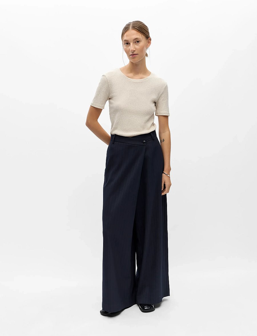 Object - OBJHANNA HW WRAP PANTS E AU 26 - pidulikud püksid - sky captain - 0
