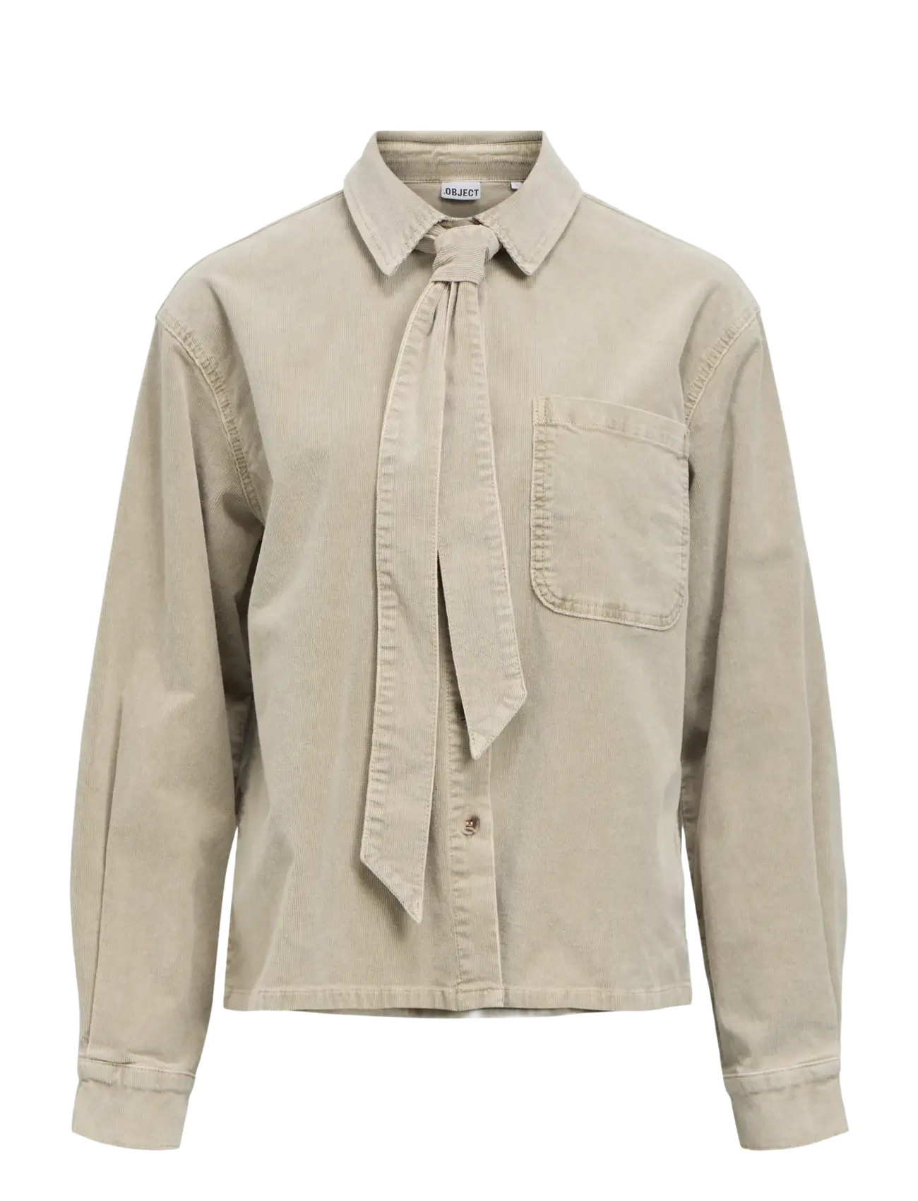 Object OBJROSIE L/S RE CORDUROY SHIRT 148 ND - Pikkade varrukatega särgid - TWILL / beige