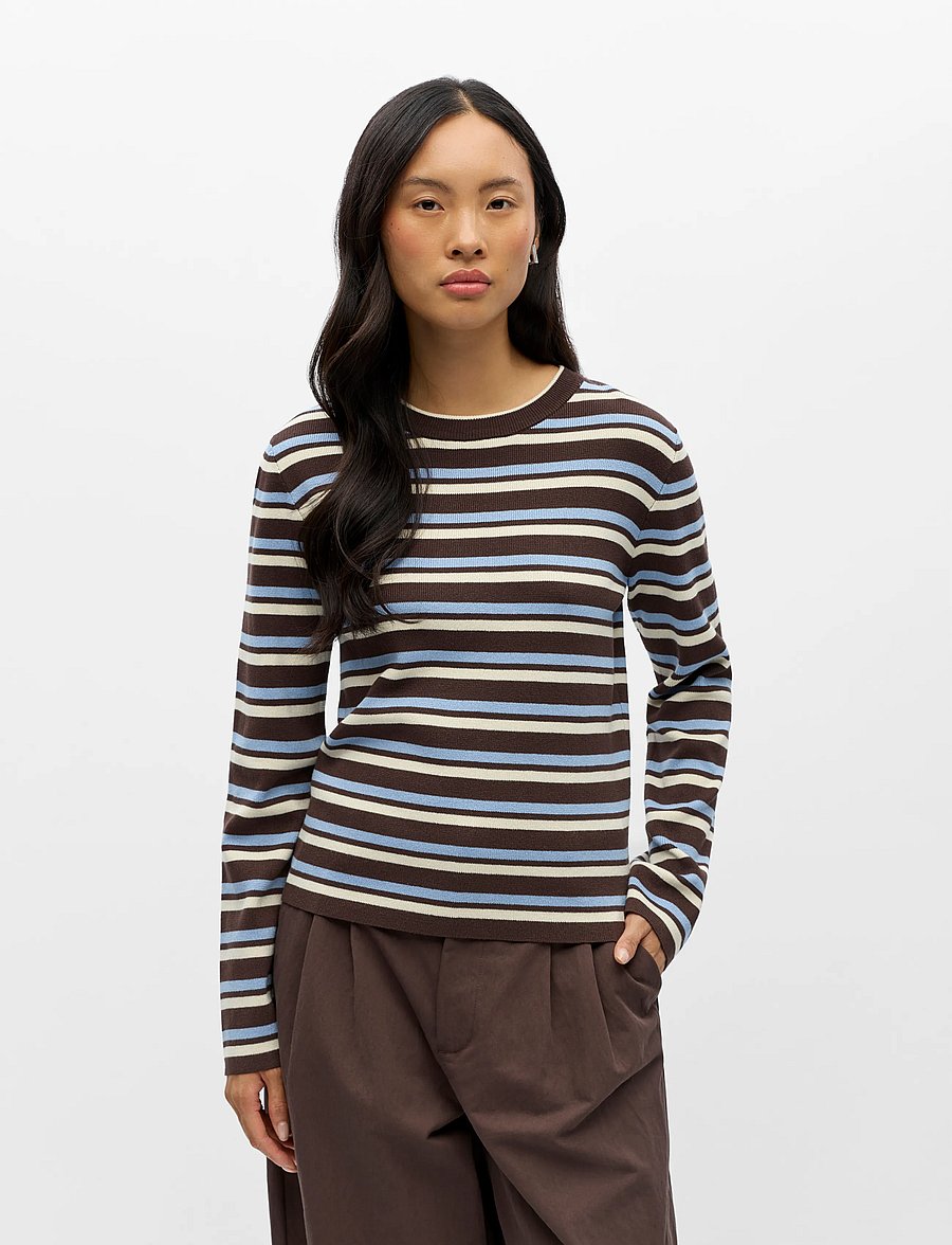 Object - OBJESTER L/S RE KNIT PULLOVER NOOS - stickade tröjor - seal brown - 4