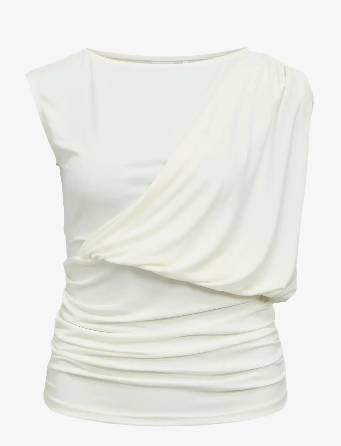 Object - OBJDELLIE SL REG. DRAPY TOP E TNE 26 - sleeveless tops - cloud dancer - 1