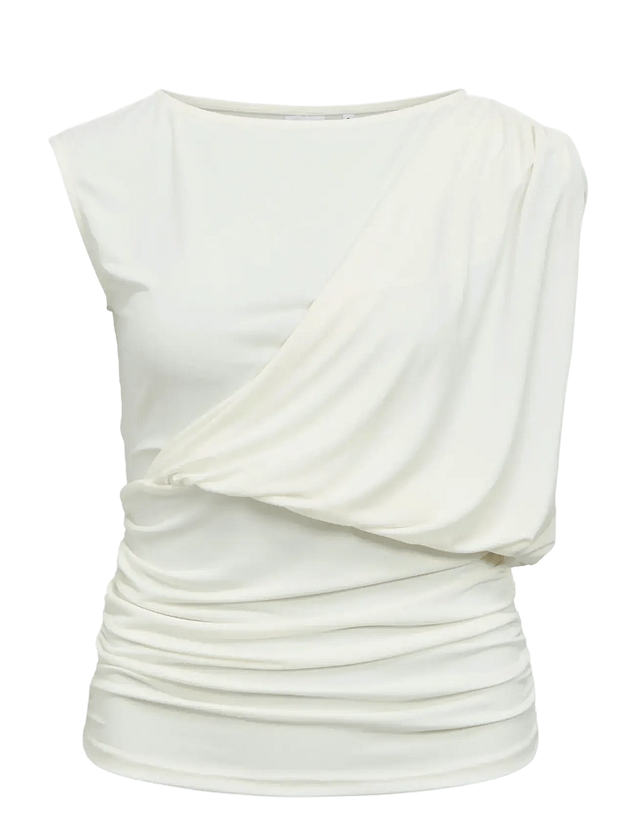 Object - OBJDELLIE SL REG. DRAPY TOP E TNE 26 - varrukateta topid - cloud dancer - 1