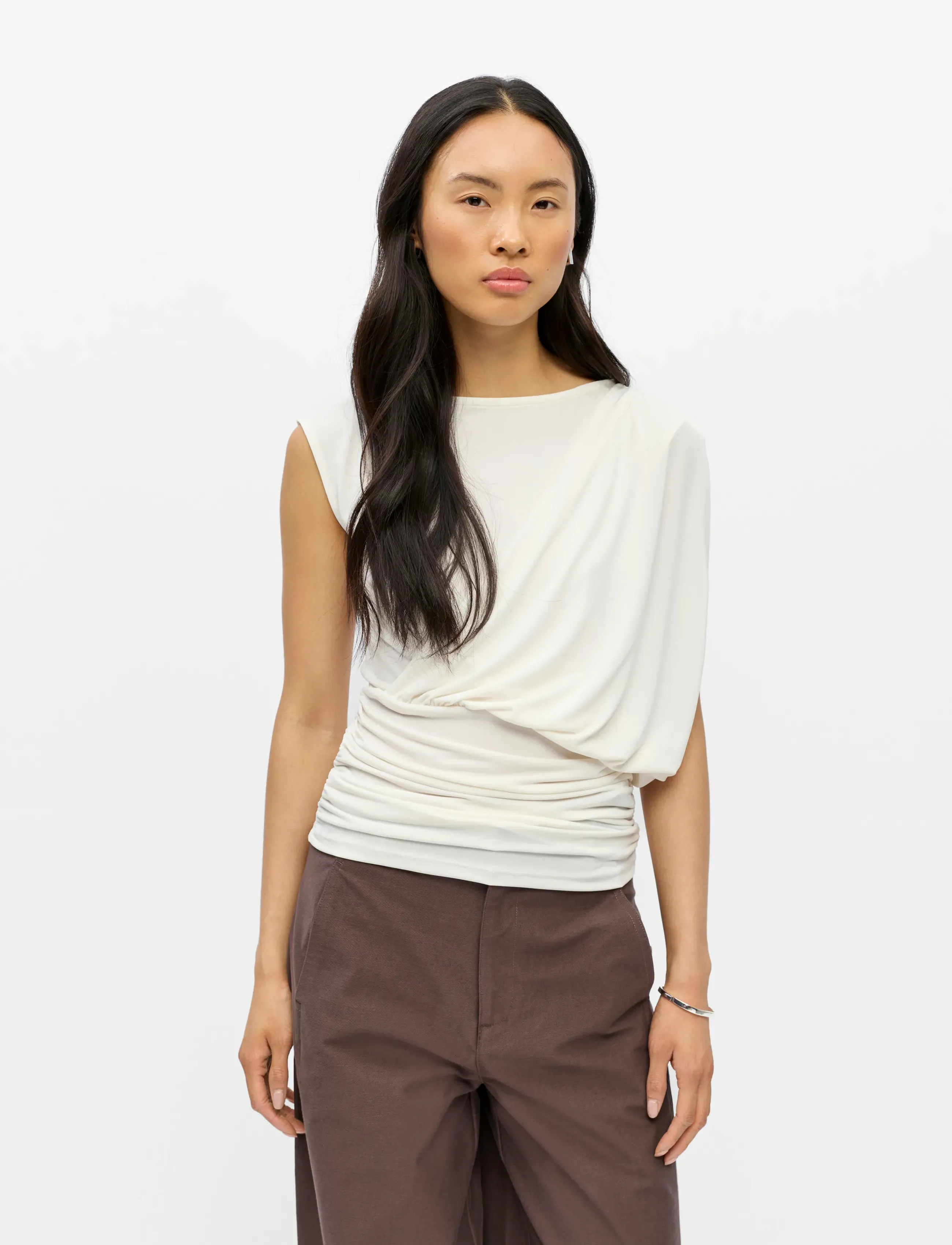 Object Objdellie Sl Reg. Drapy Top E Tne 26, XS, Cream, T-Shirts & Toppe > Uden Ærmer, Dame
