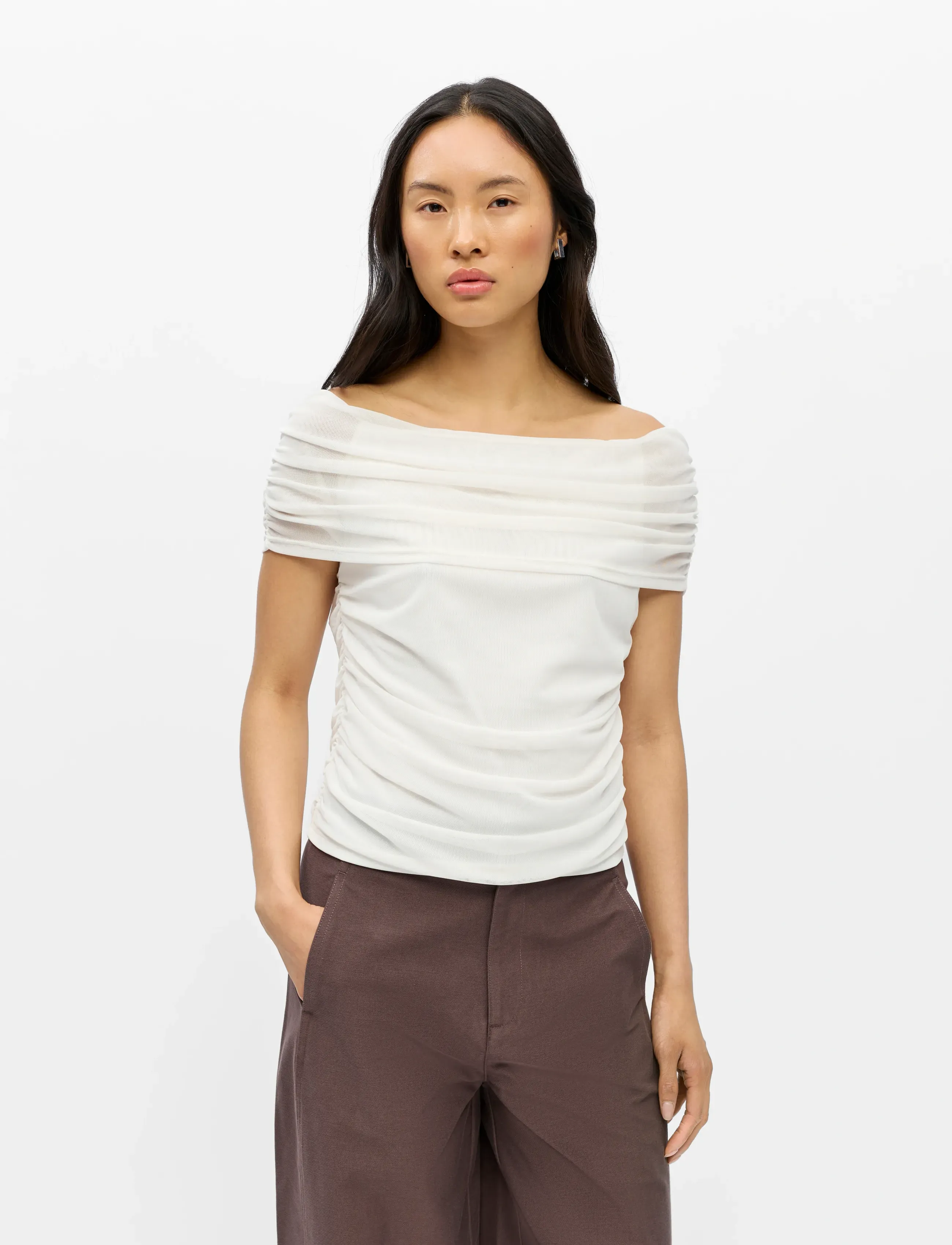 Object Objdina S/S Reg. Cape Top E Tne 26, M, Cream, Toppe > Festtoppe, Dame