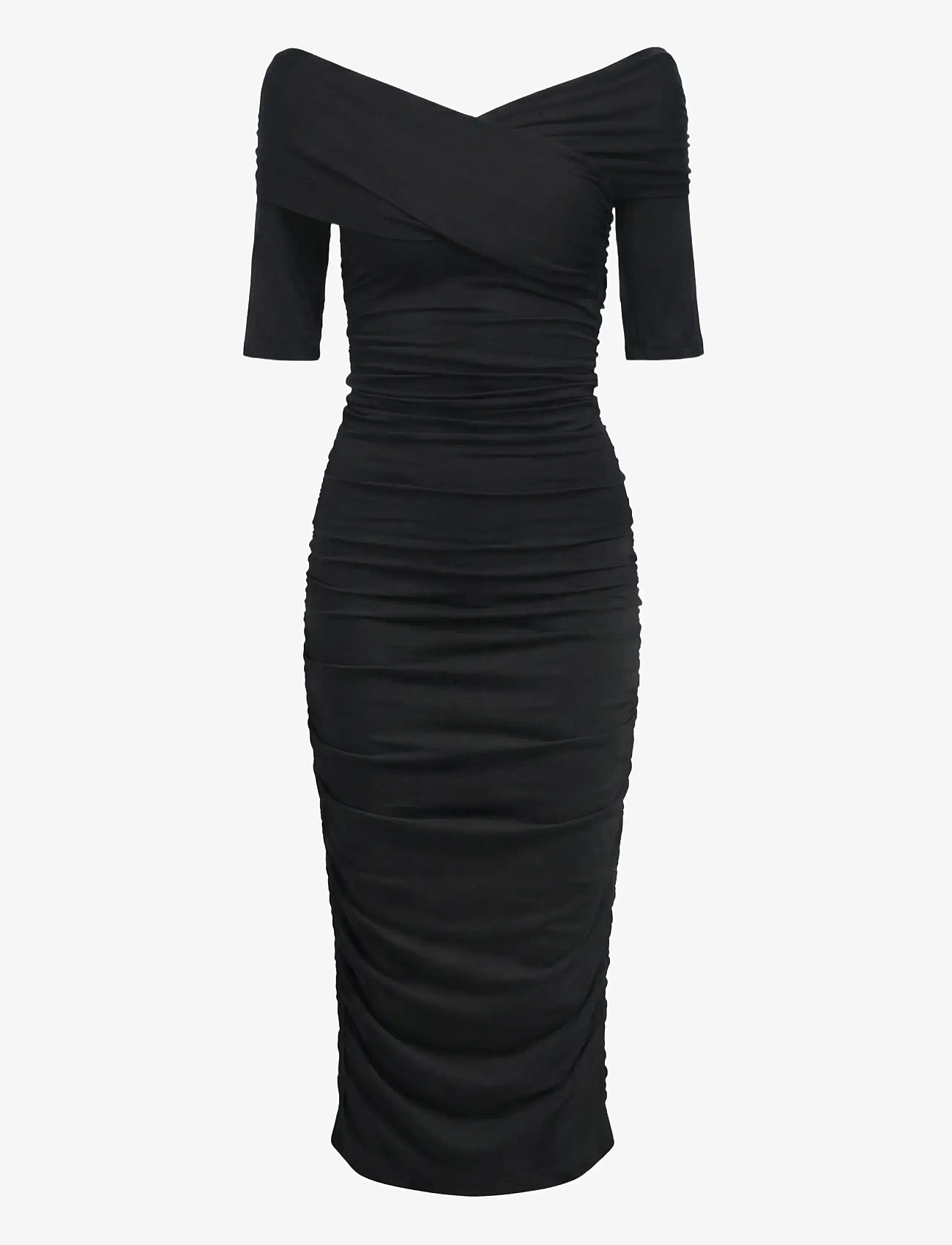 Object - OBJLEVIH 2/4 CROSS OVER DRESS E TNE 26 - cocktail dresses - black - 0