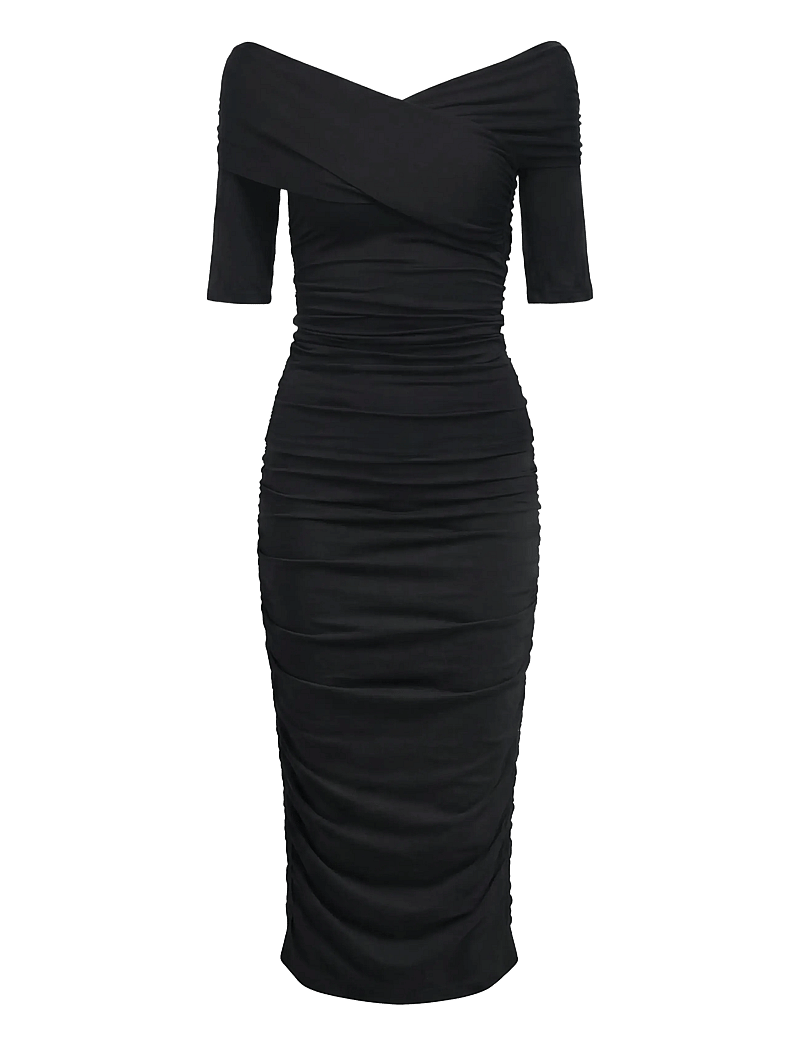 Object - OBJLEVIH 2/4 CROSS OVER DRESS E TNE 26 - cocktail dresses - black - 0