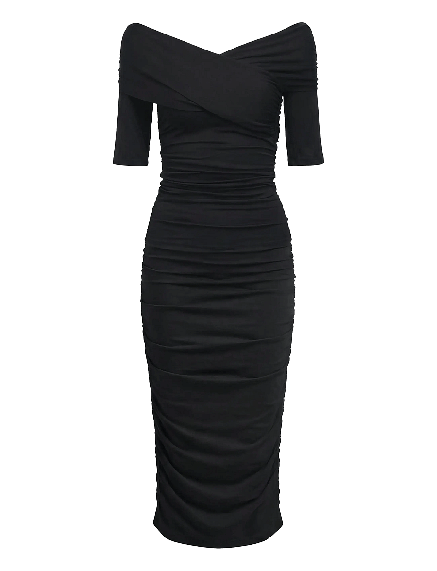 Object - OBJLEVIH 2/4 CROSS OVER DRESS E TNE 26 - kokteiļkleitas - black - 0