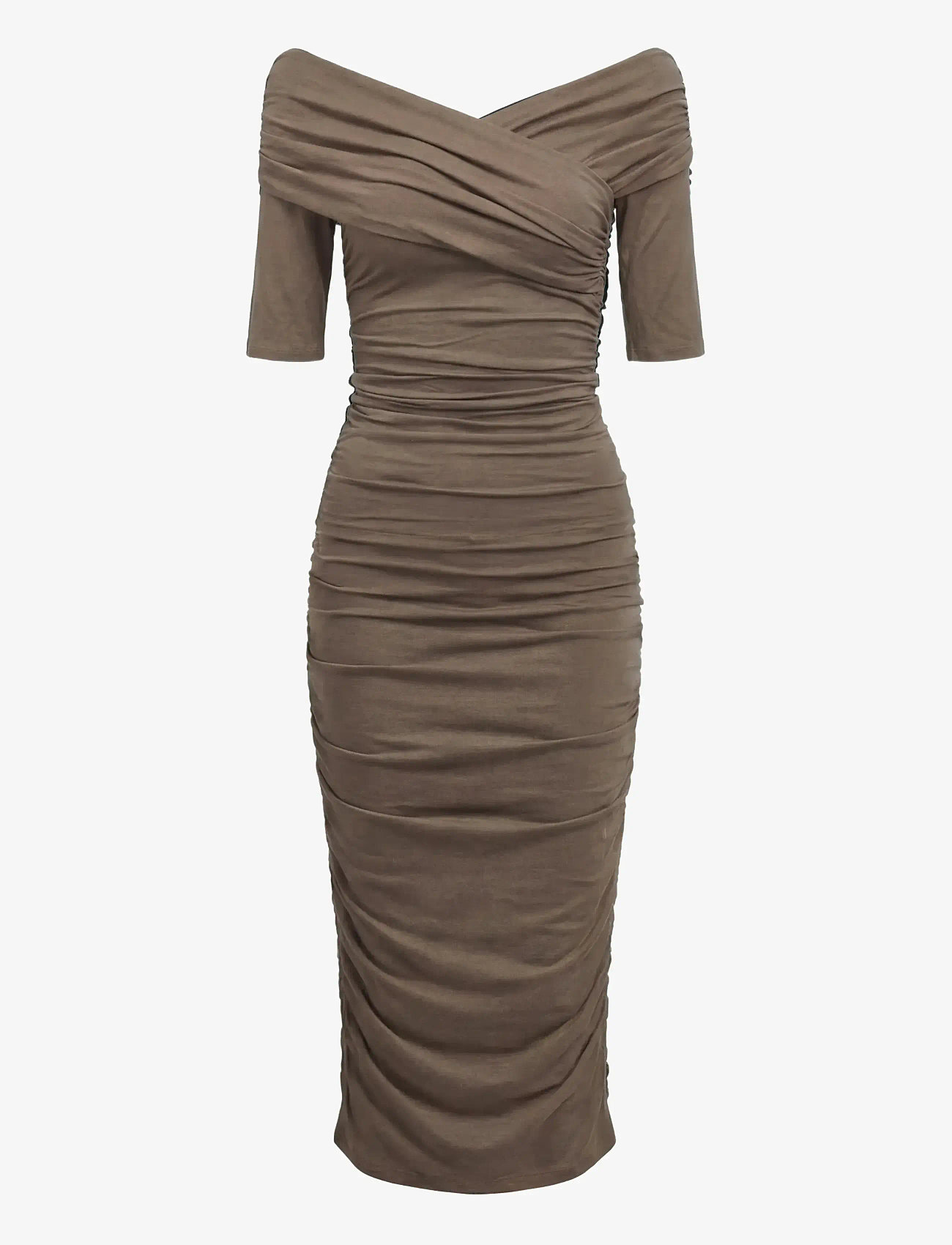 Object - OBJLEVIH 2/4 CROSS OVER DRESS E TNE 26 - cocktailkjoler - morel - 0