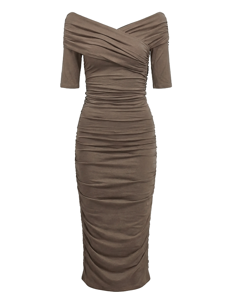 Object - OBJLEVIH 2/4 CROSS OVER DRESS E TNE 26 - cocktailkjoler - morel - 0