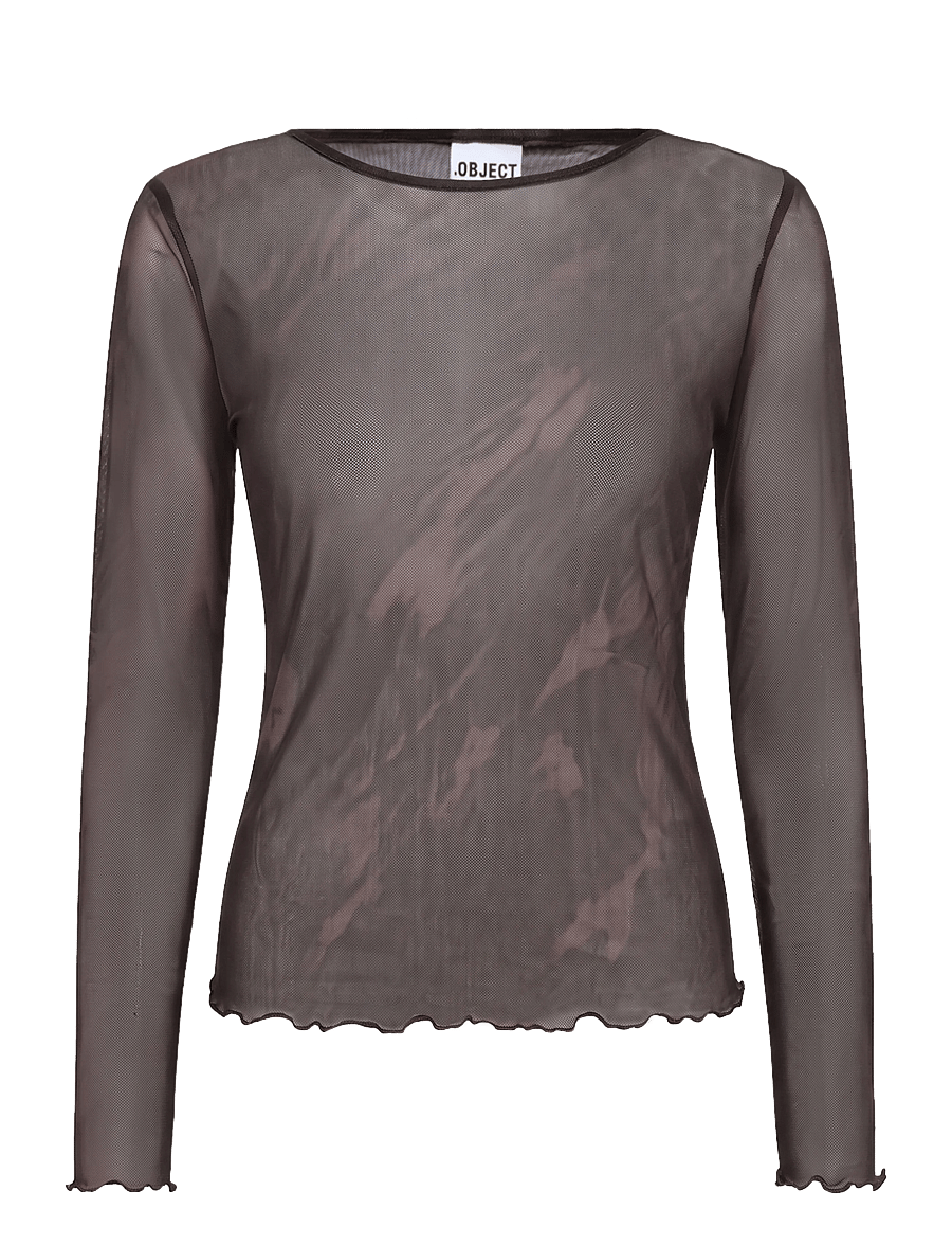 Object - OBJNOELLE SLIM L/S TOP 147 - long-sleeved tops - chocolate plum - 0