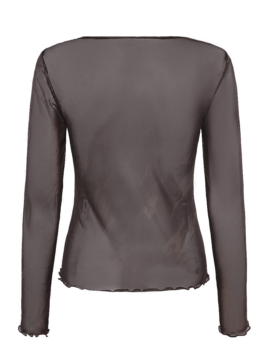 Object - OBJNOELLE SLIM L/S TOP 147 - long-sleeved tops - chocolate plum - 1